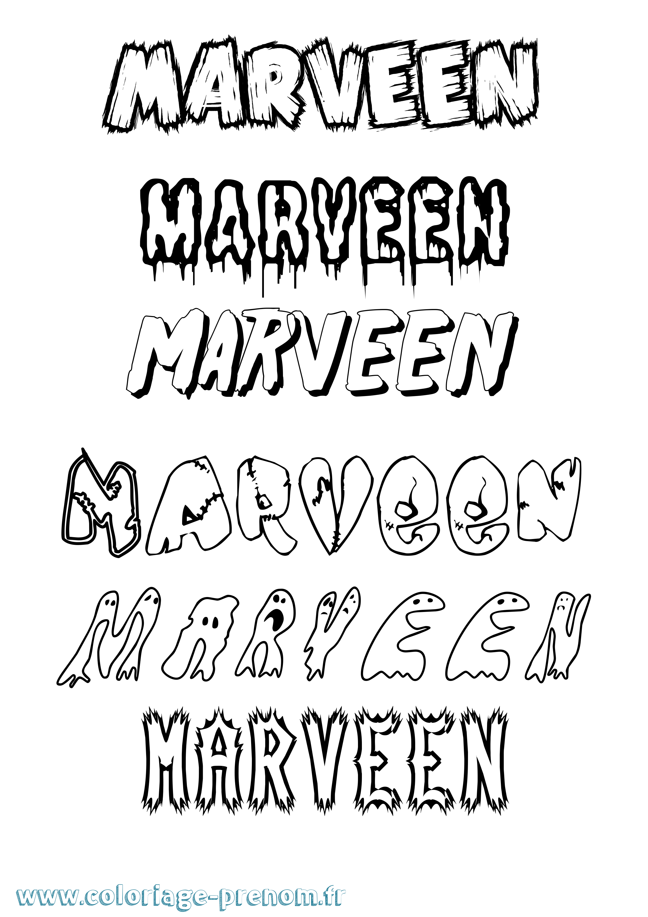 Coloriage Marveen Frisson Coloriage prénom Marveen Frisson