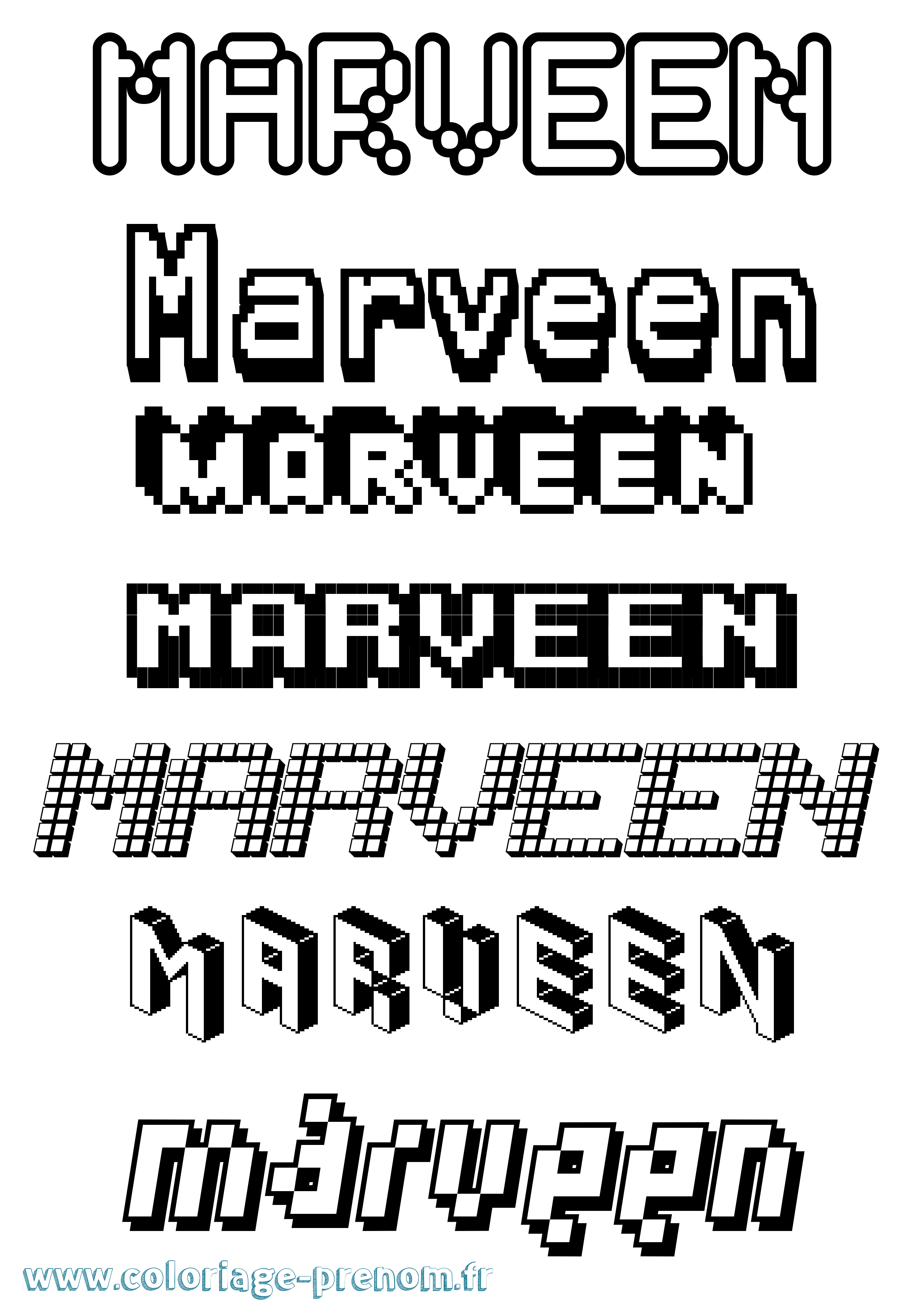 Coloriage Marveen Pixel Coloriage prénom Marveen Pixel