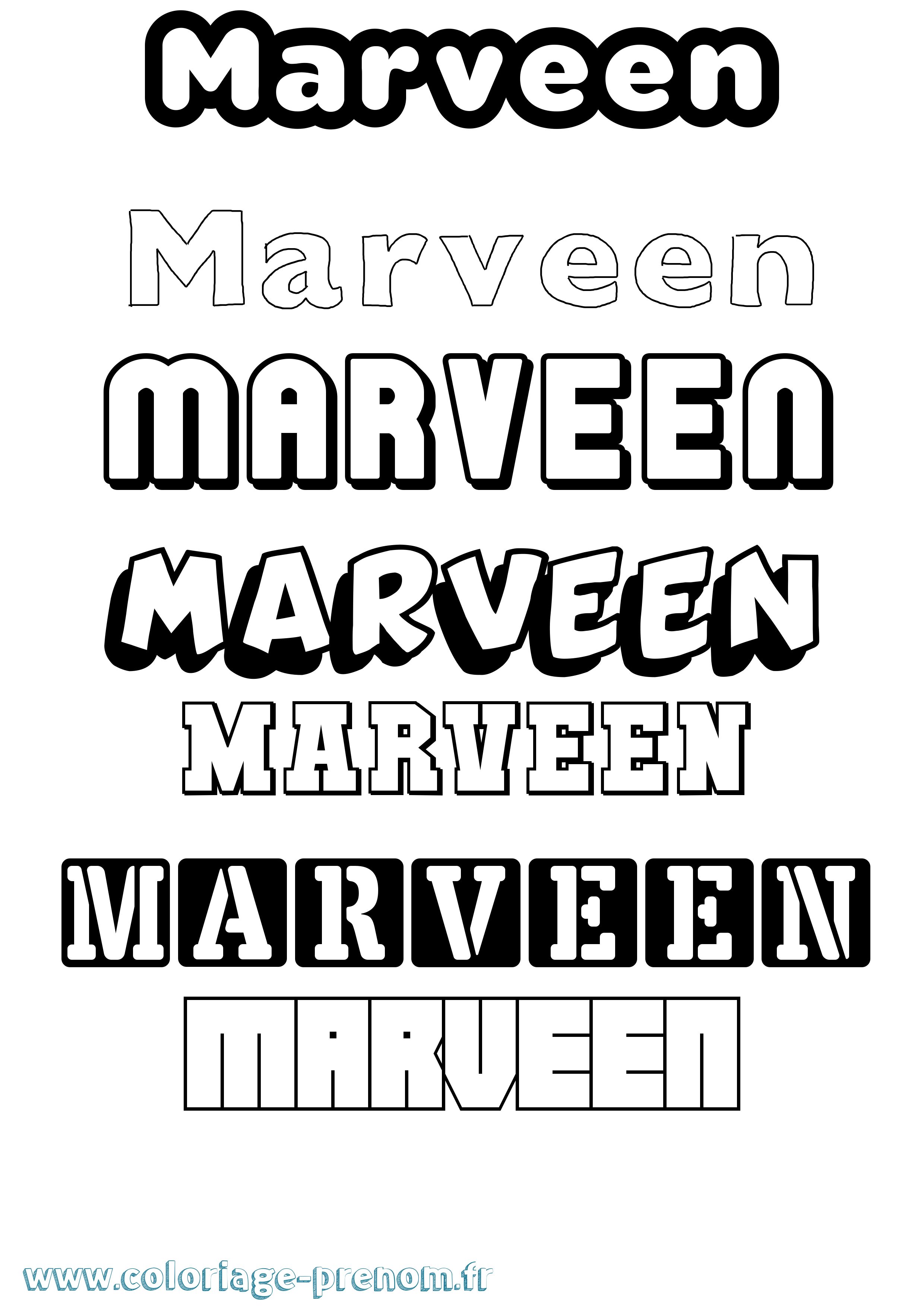 Coloriage Marveen Simple Coloriage prénom Marveen Simple
