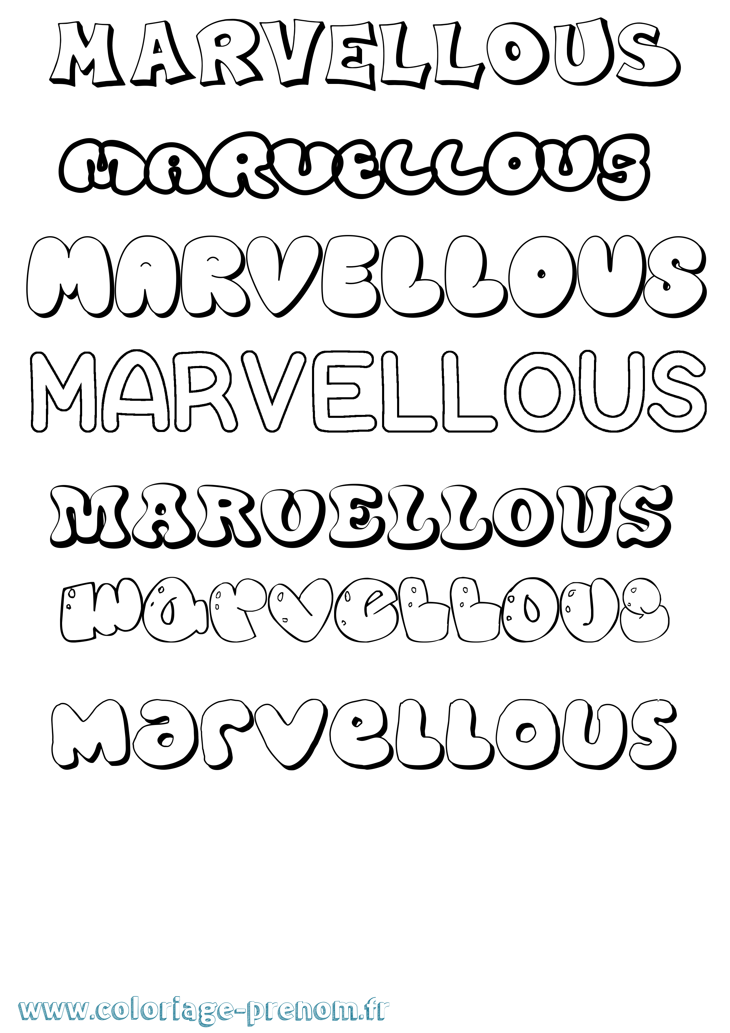Coloriage Marvellous Bubble Coloriage prénom Marvellous Bubble