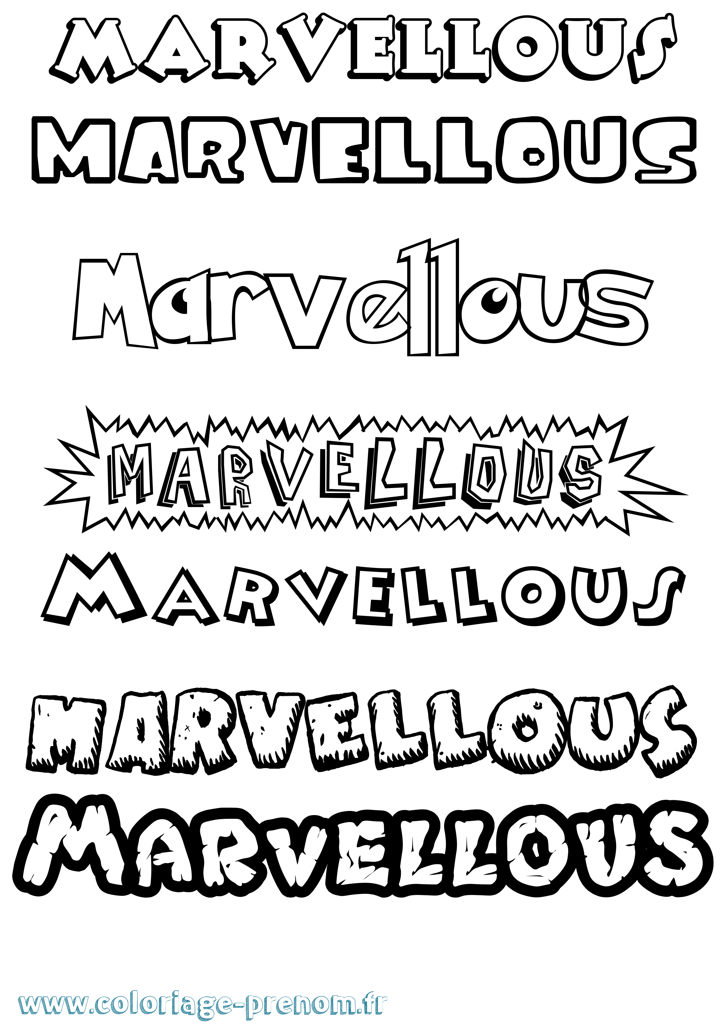 Coloriage Marvellous Dessin Animé Coloriage prénom Marvellous Dessin Animé