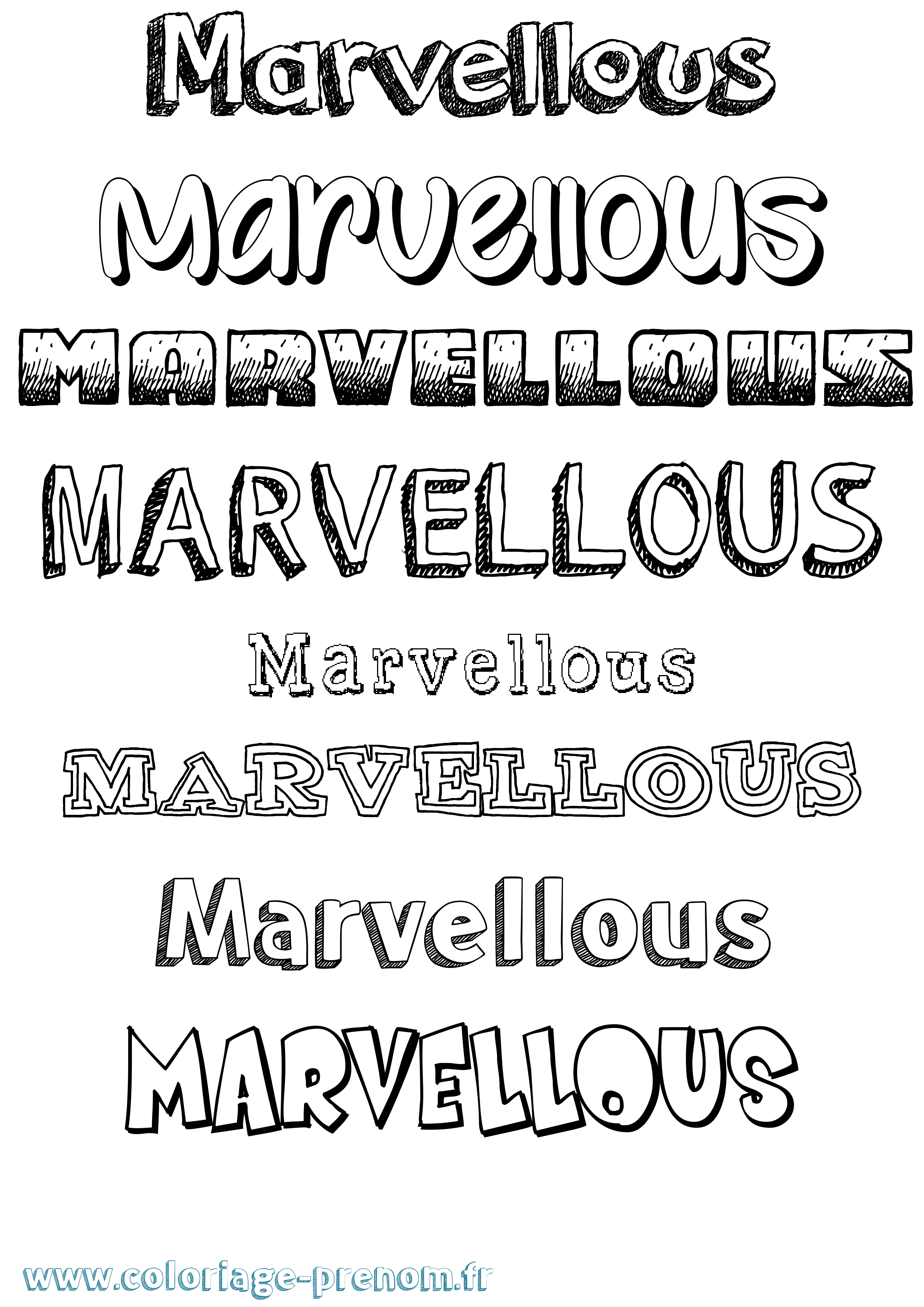 Coloriage Marvellous Dessiné Coloriage prénom Marvellous Dessiné