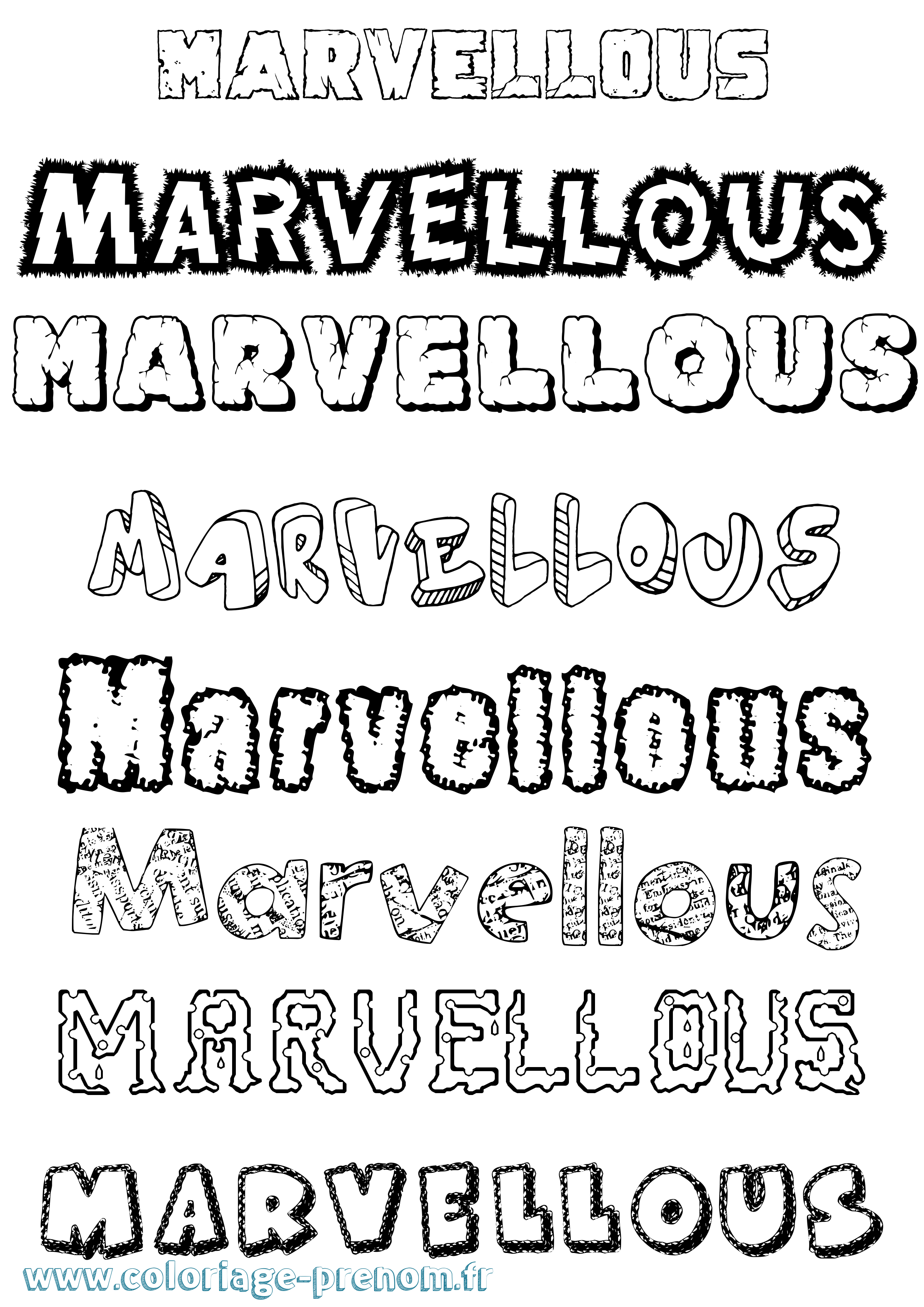 Coloriage Marvellous Destructuré Coloriage prénom Marvellous Destructuré