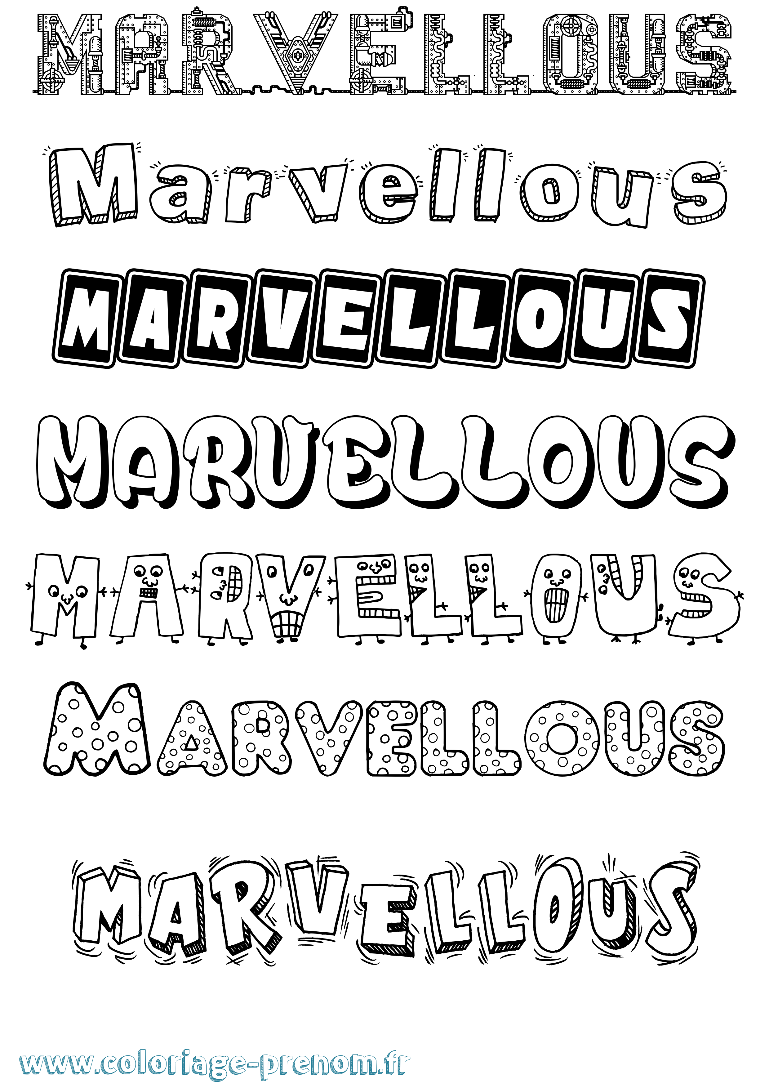 Coloriage Marvellous Fun Coloriage prénom Marvellous Fun