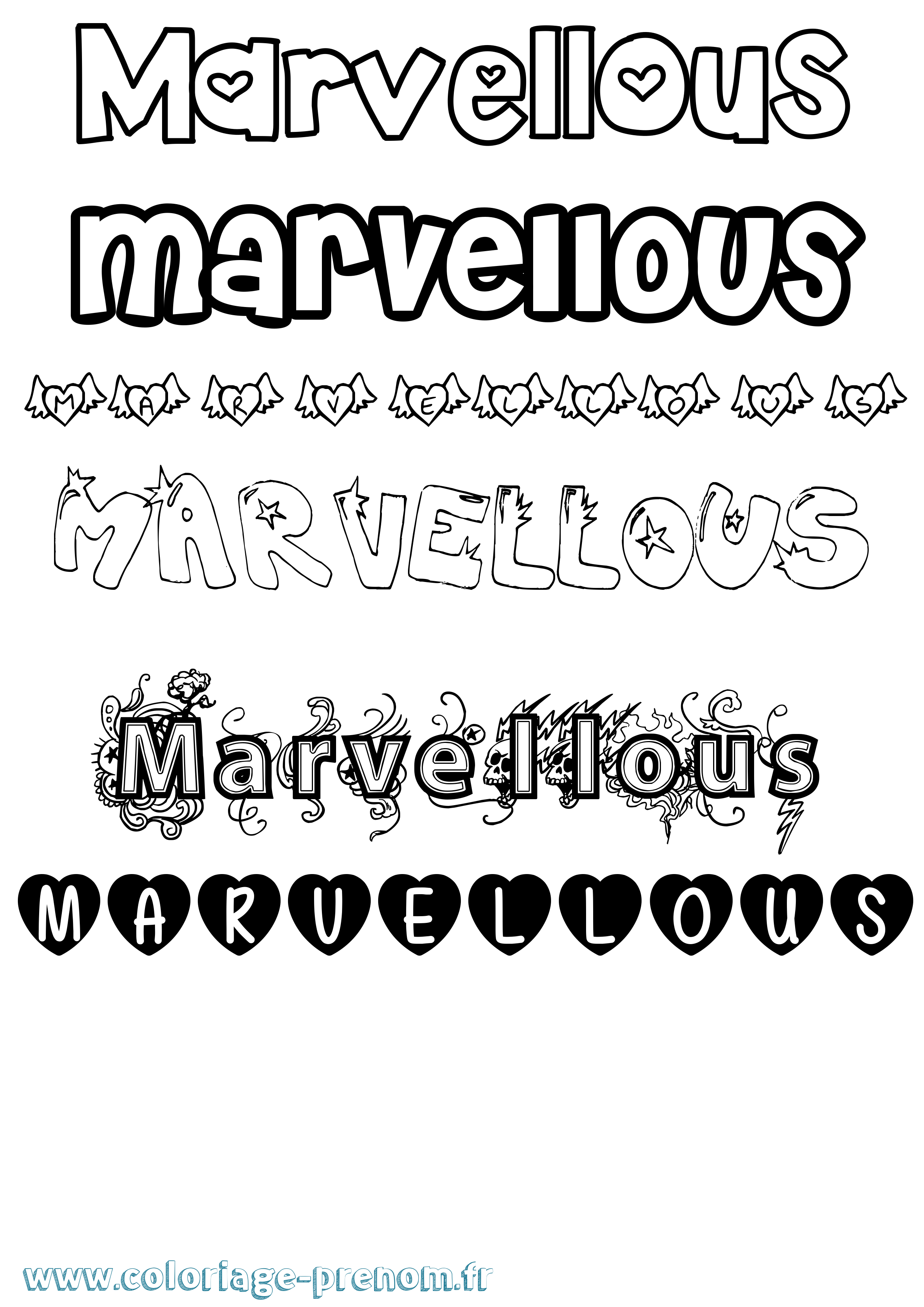 Coloriage Marvellous Girly Coloriage prénom Marvellous Girly