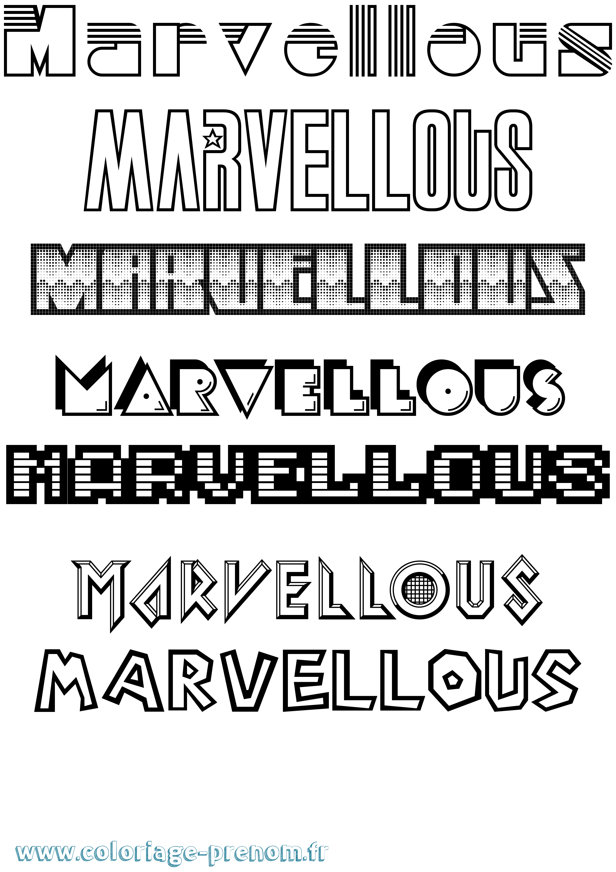 Coloriage Marvellous Jeux Vidéos Coloriage prénom Marvellous Jeux Vidéos