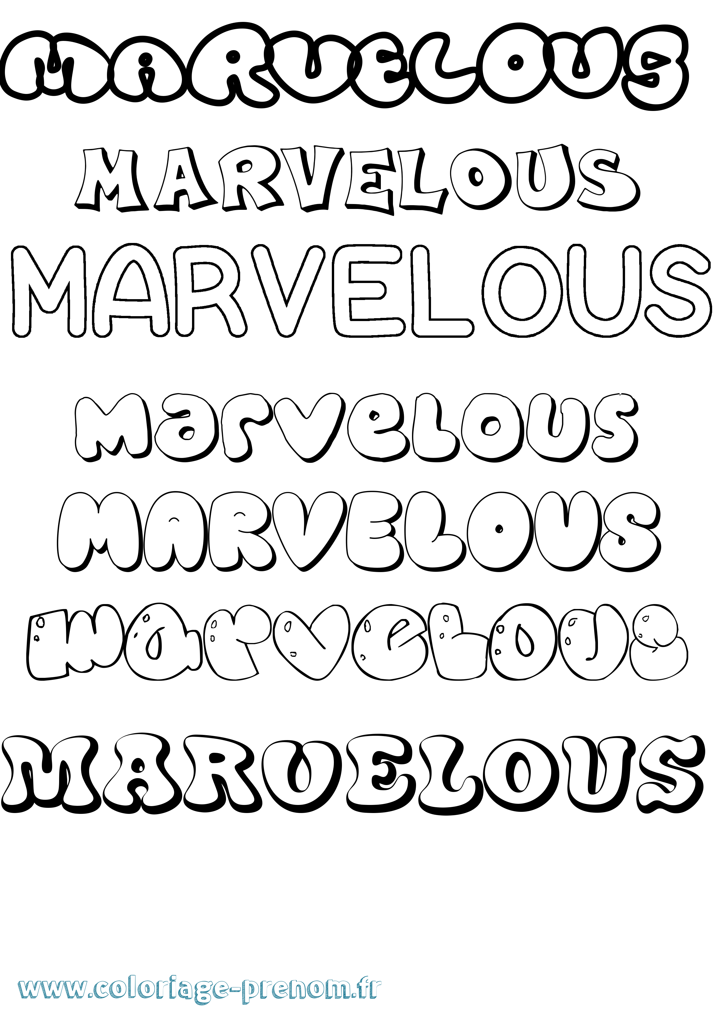 Coloriage Marvelous Bubble Coloriage prénom Marvelous Bubble