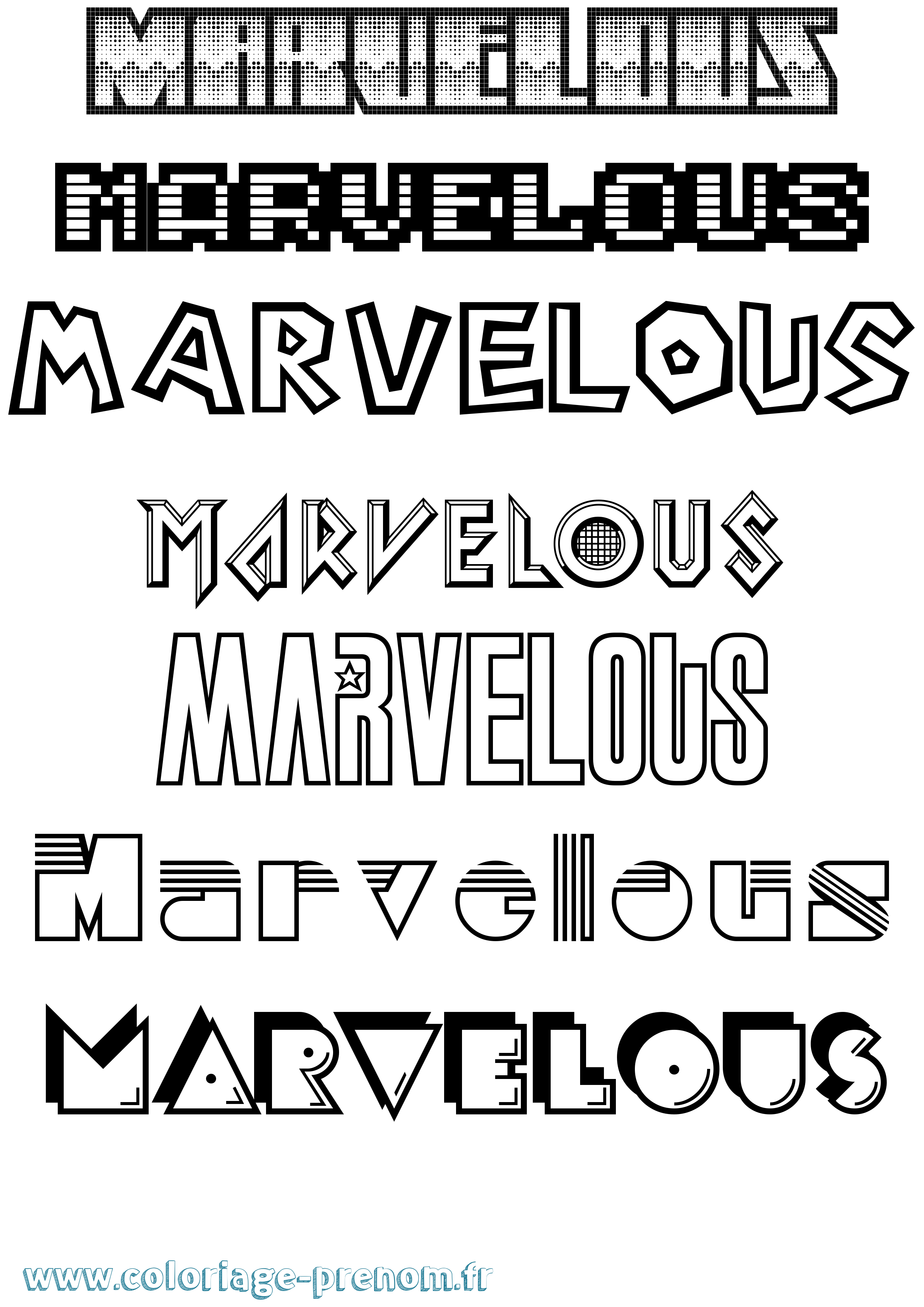 Coloriage Marvelous Jeux Vidéos Coloriage prénom Marvelous Jeux Vidéos