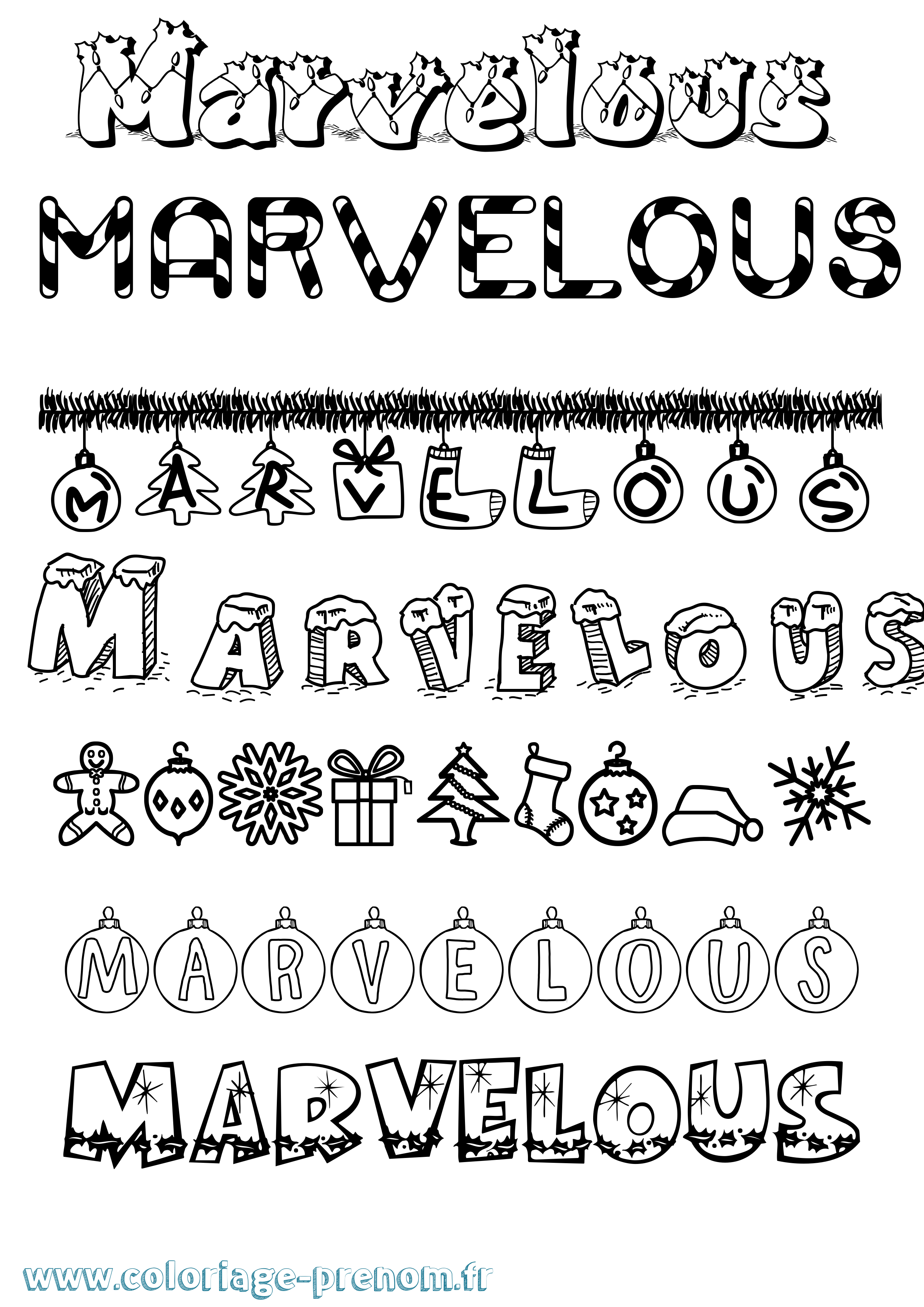Coloriage Marvelous Noël Coloriage prénom Marvelous Noël