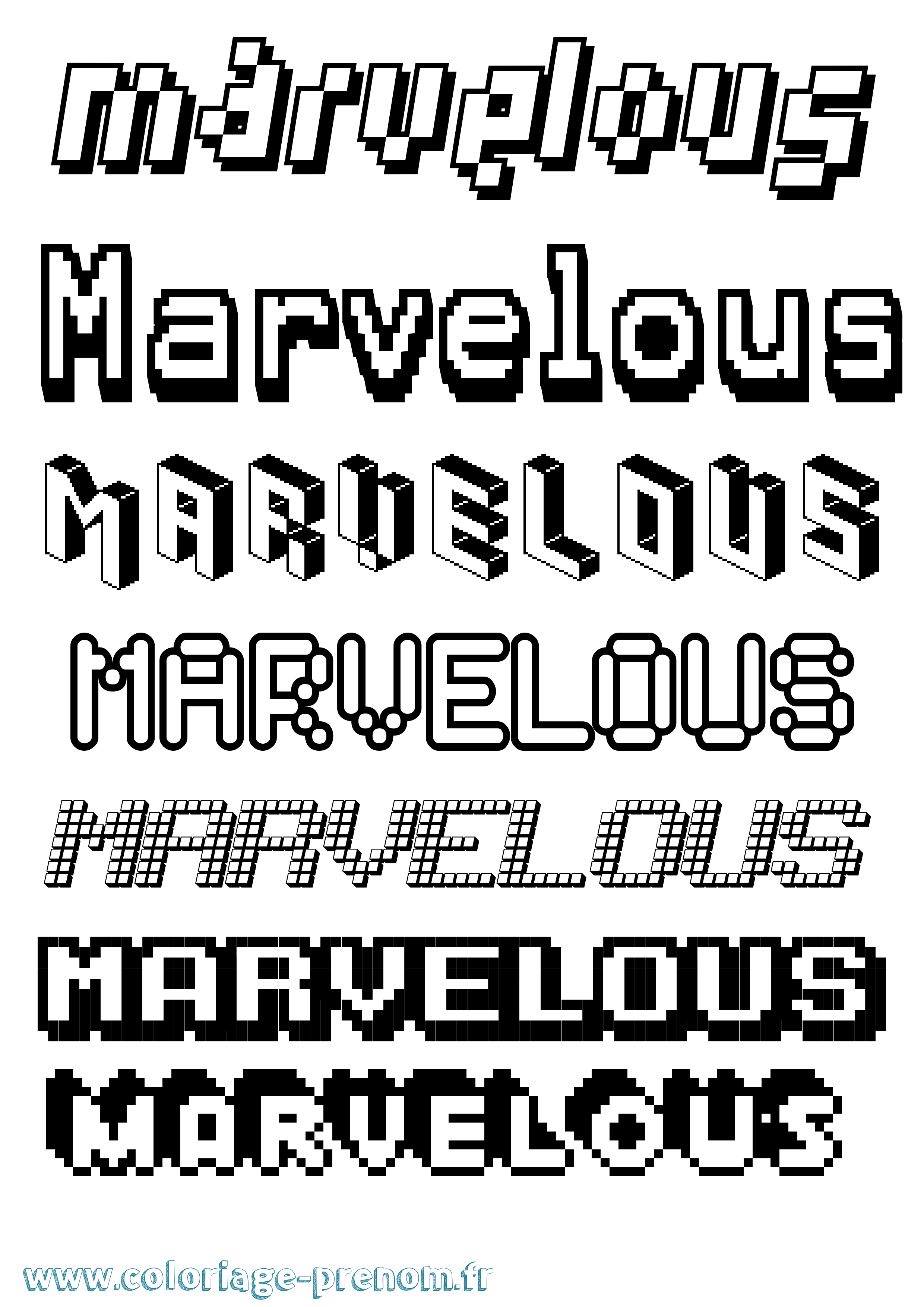 Coloriage Marvelous Pixel Coloriage prénom Marvelous Pixel