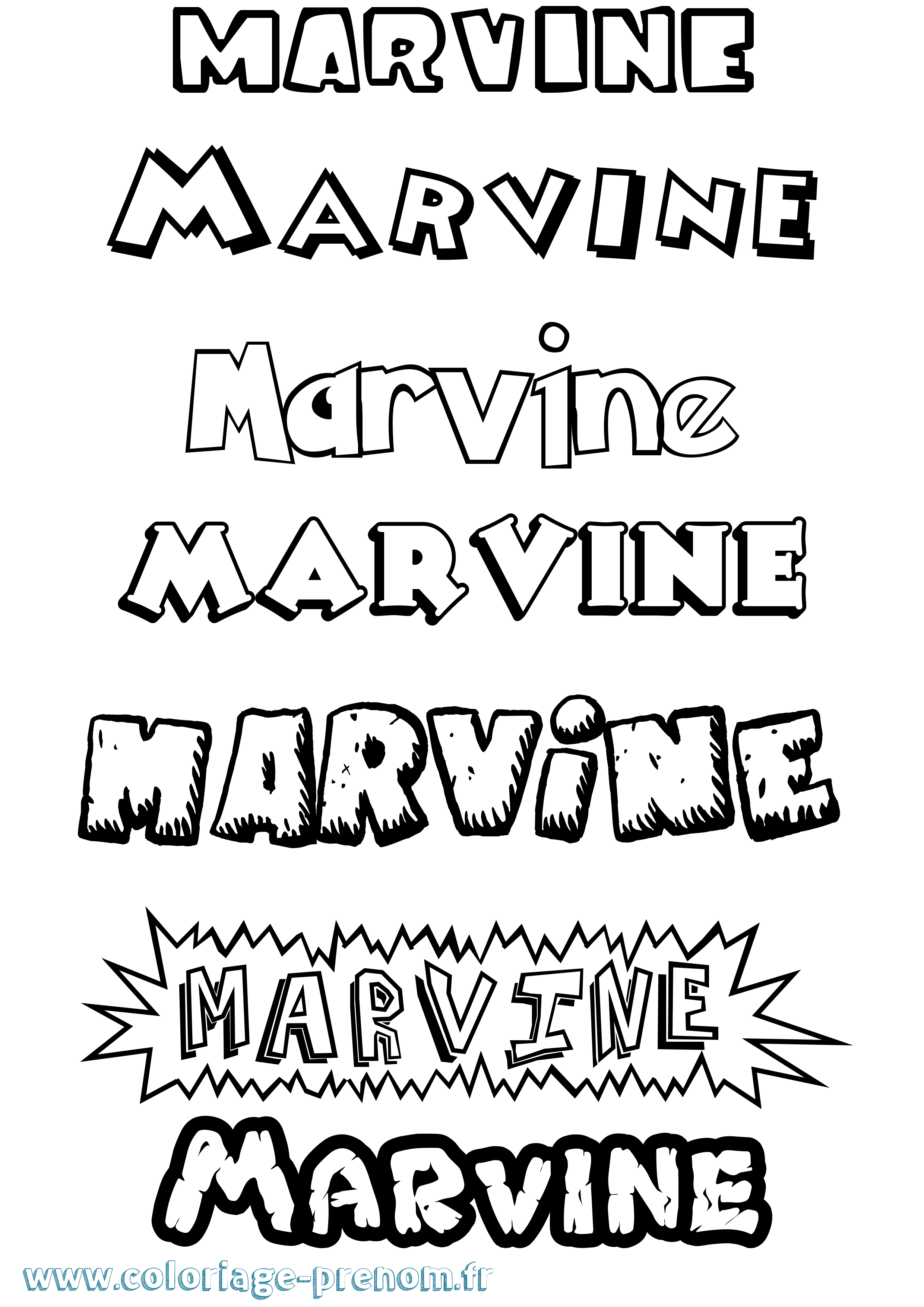Coloriage Marvine Dessin Animé Coloriage prénom Marvine Dessin Animé