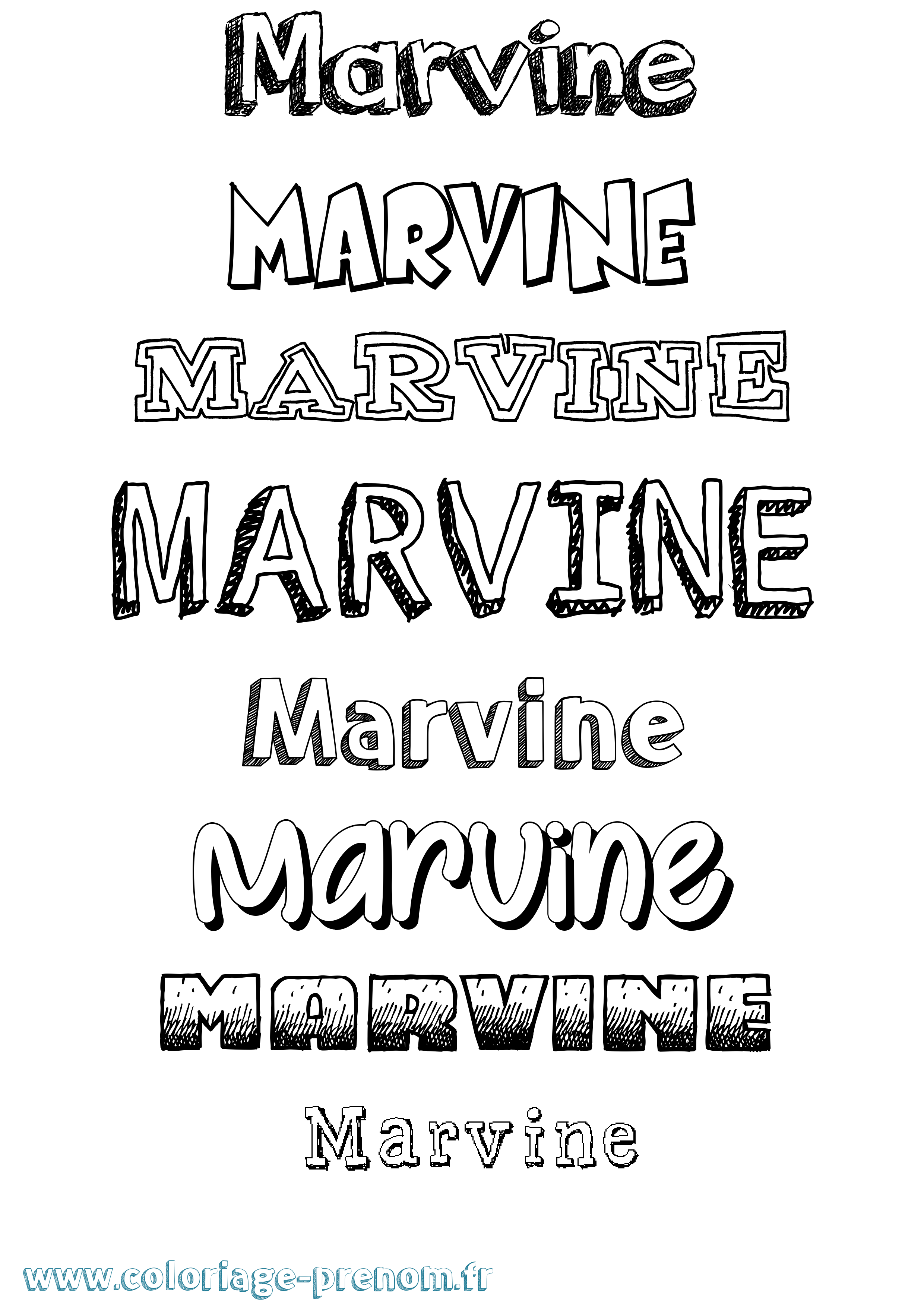 Coloriage Marvine Dessiné Coloriage prénom Marvine Dessiné
