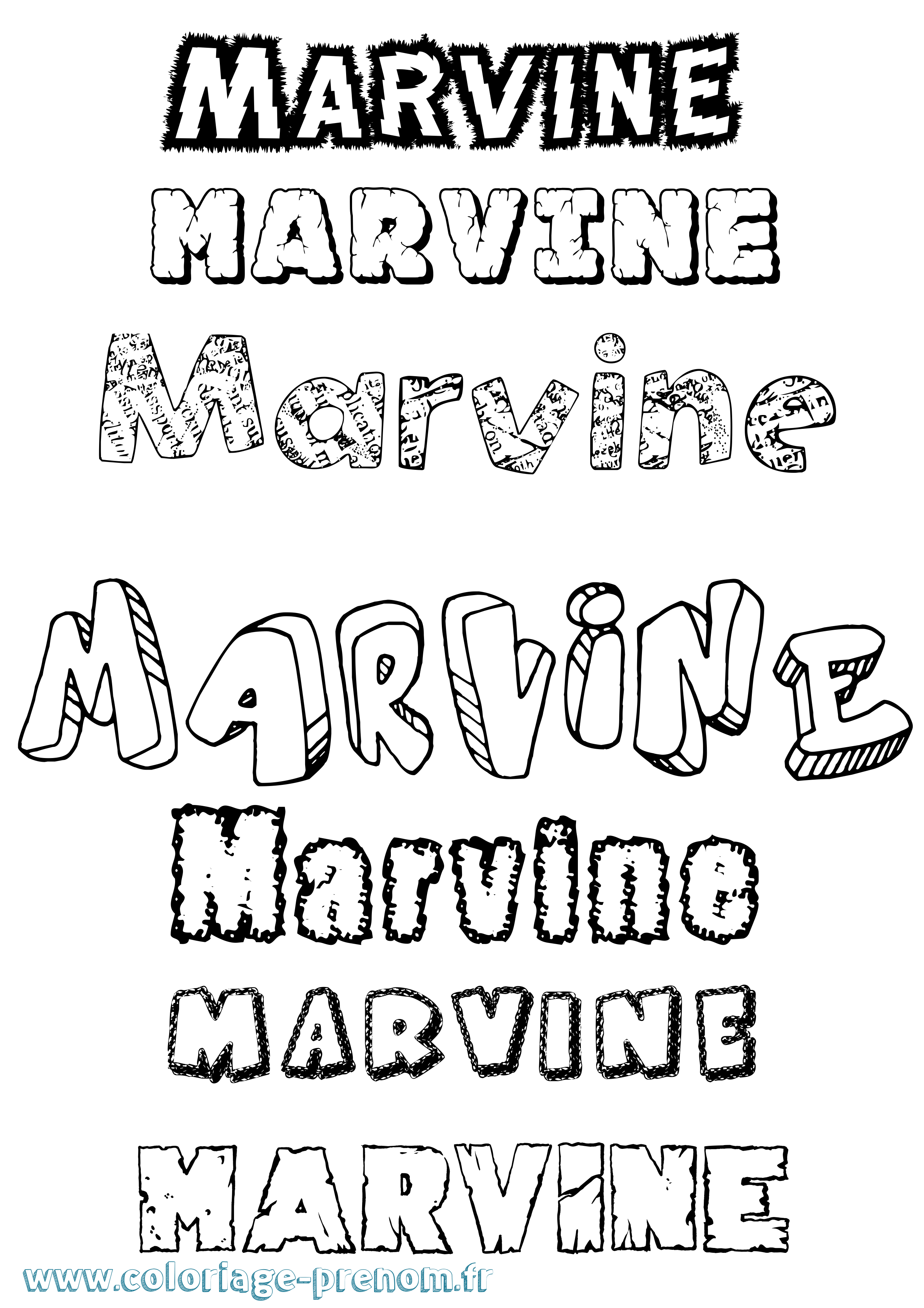 Coloriage Marvine Destructuré Coloriage prénom Marvine Destructuré