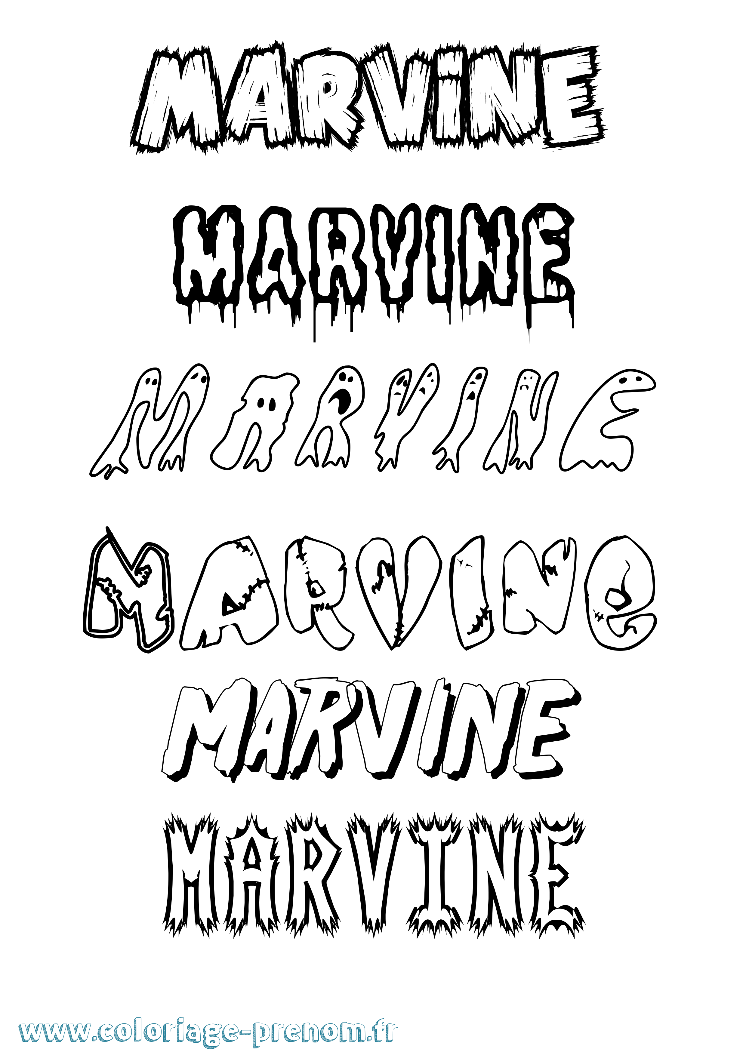 Coloriage Marvine Frisson Coloriage prénom Marvine Frisson