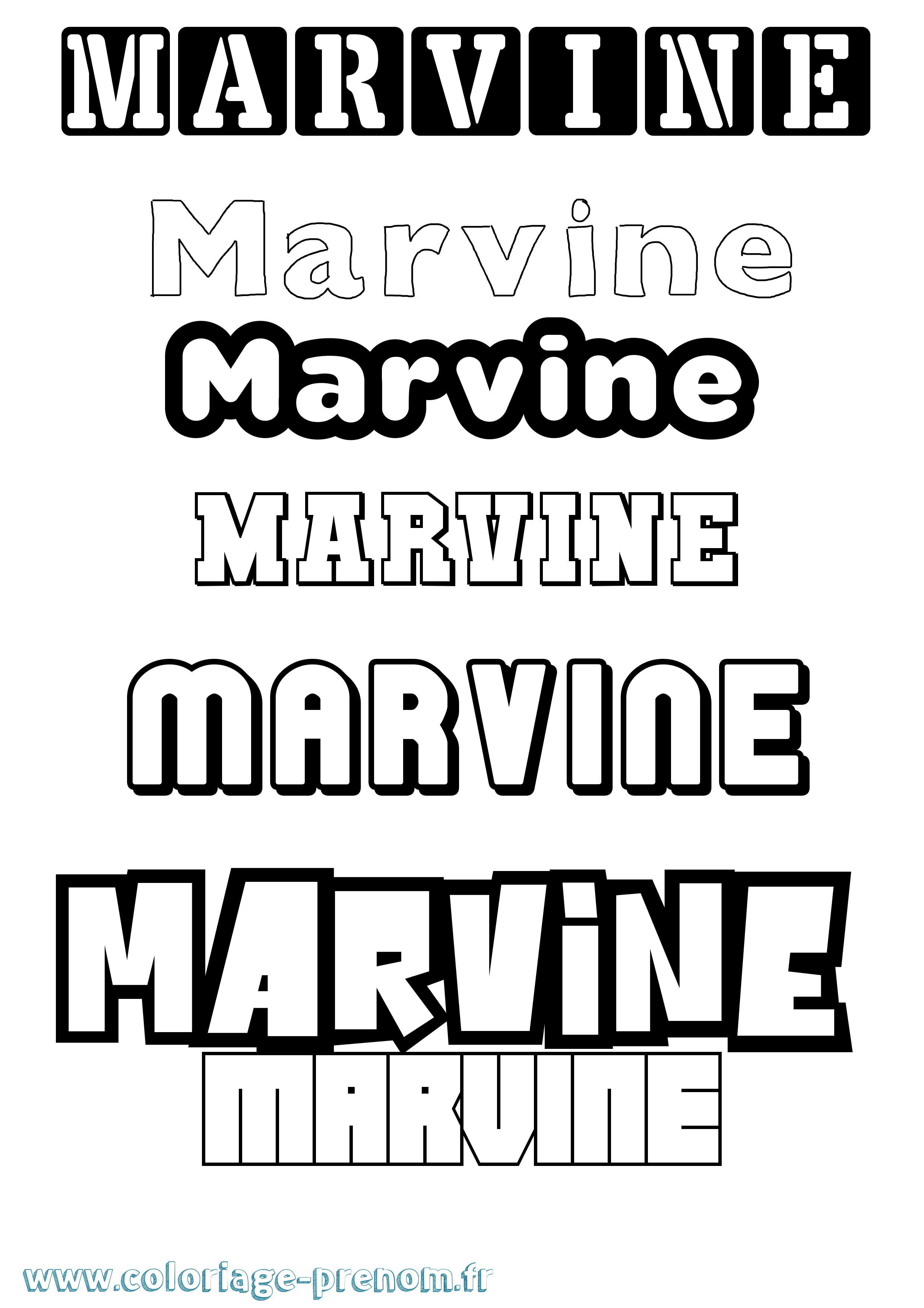 Coloriage Marvine Simple Coloriage prénom Marvine Simple