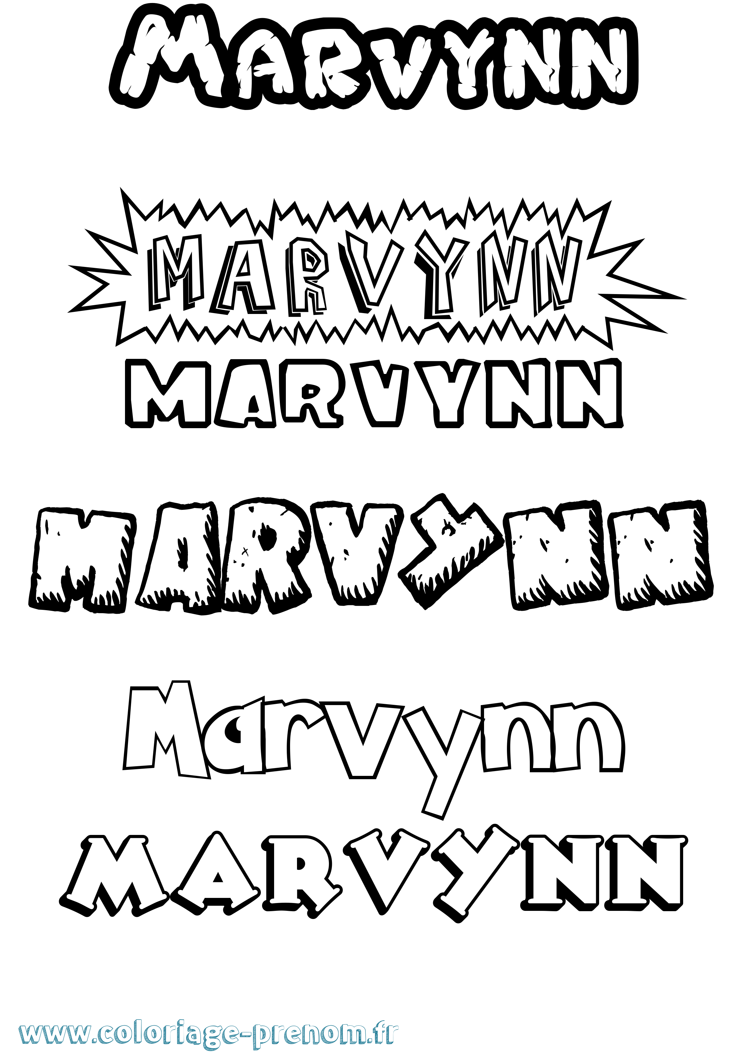 Coloriage Marvynn Dessin Animé Coloriage prénom Marvynn Dessin Animé