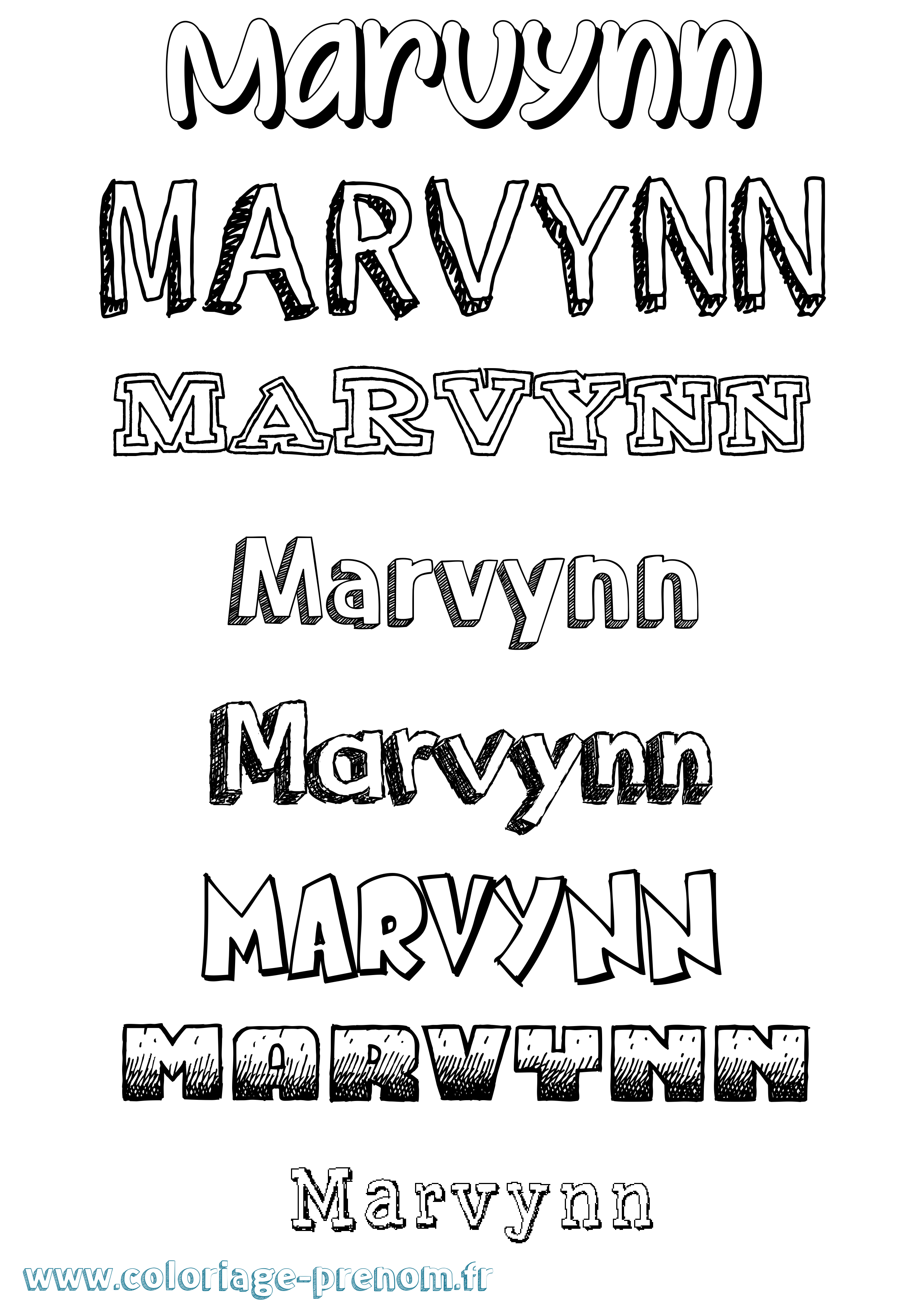 Coloriage Marvynn Dessiné Coloriage prénom Marvynn Dessiné