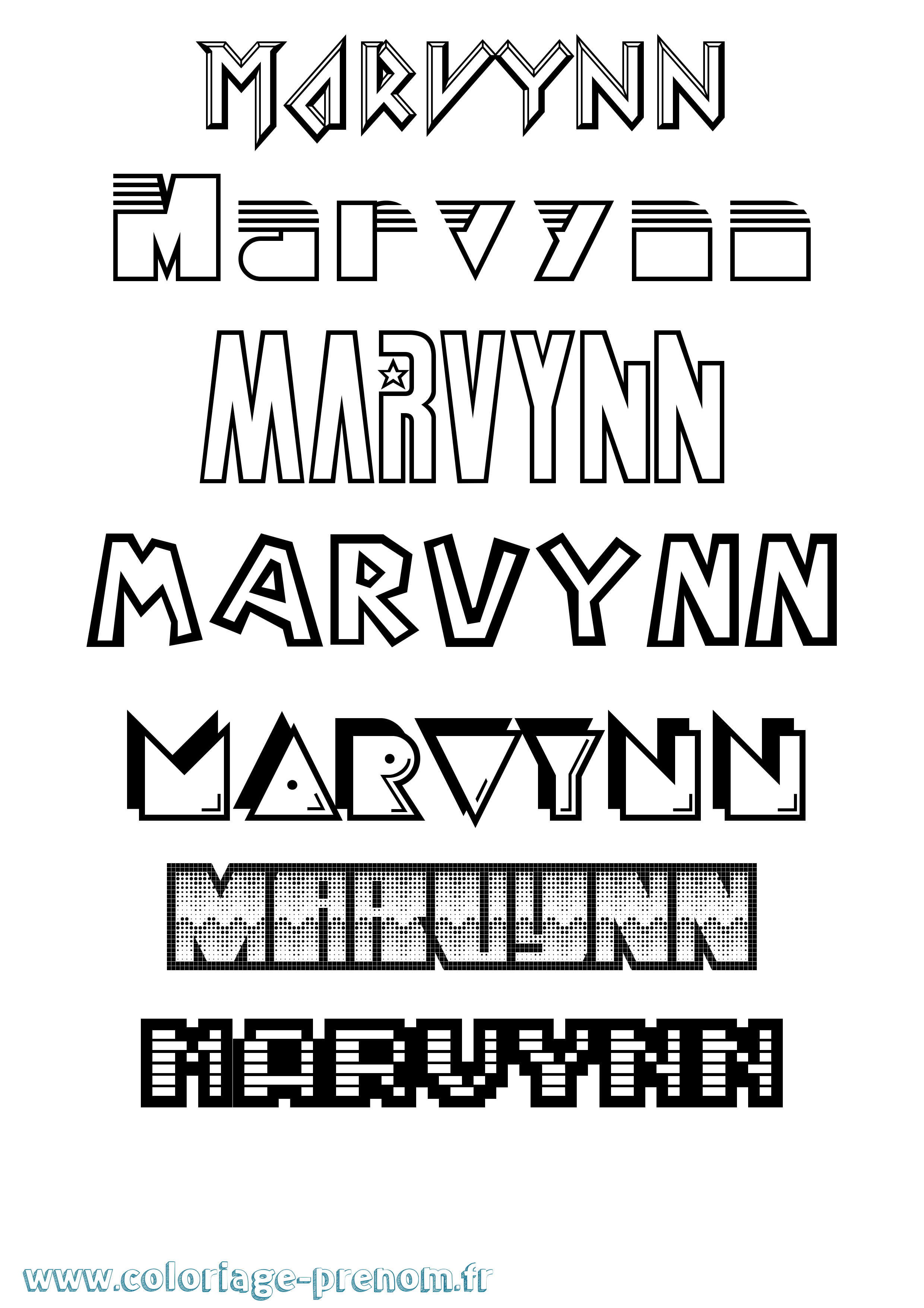 Coloriage Marvynn Jeux Vidéos Coloriage prénom Marvynn Jeux Vidéos