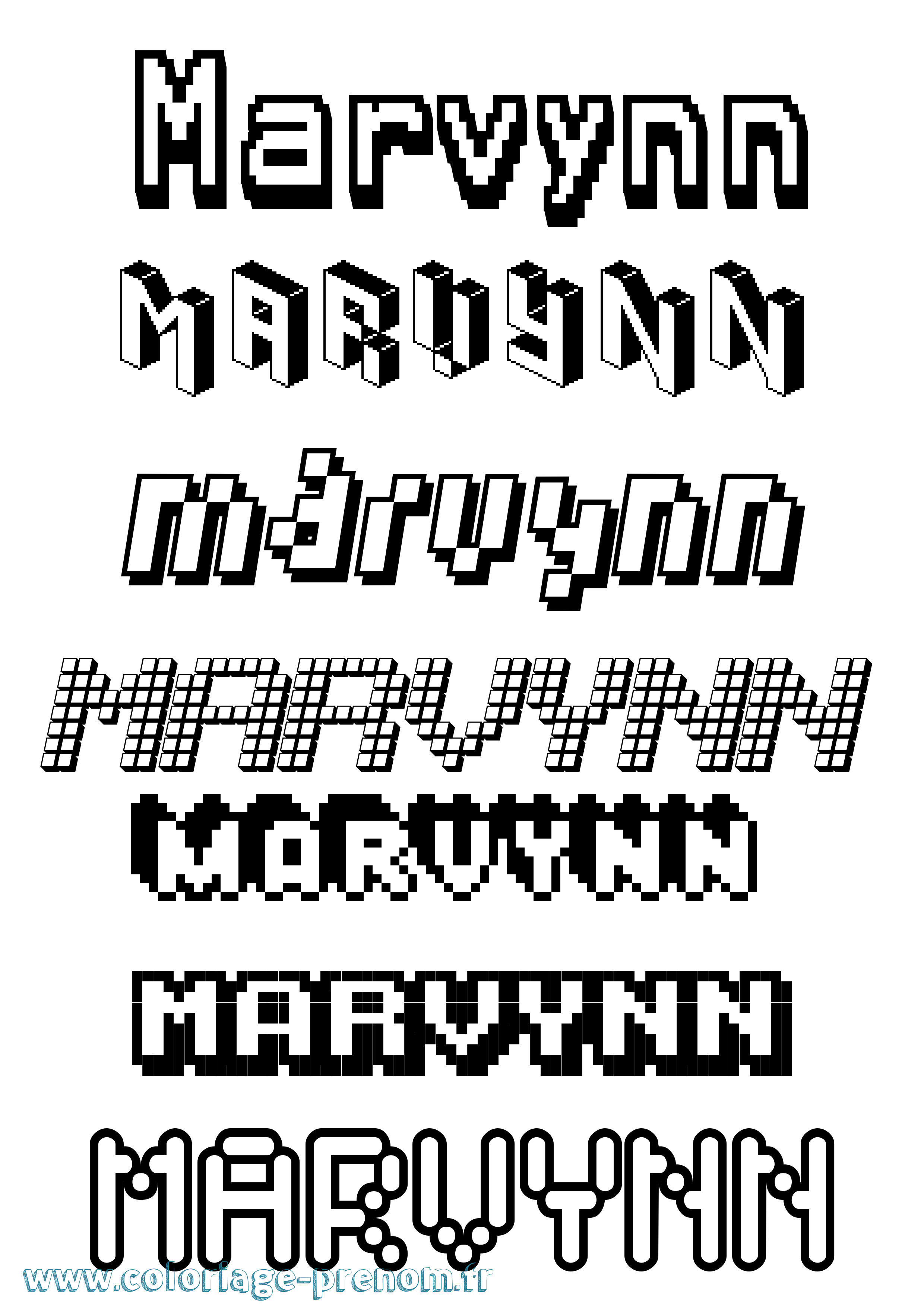 Coloriage Marvynn Pixel Coloriage prénom Marvynn Pixel