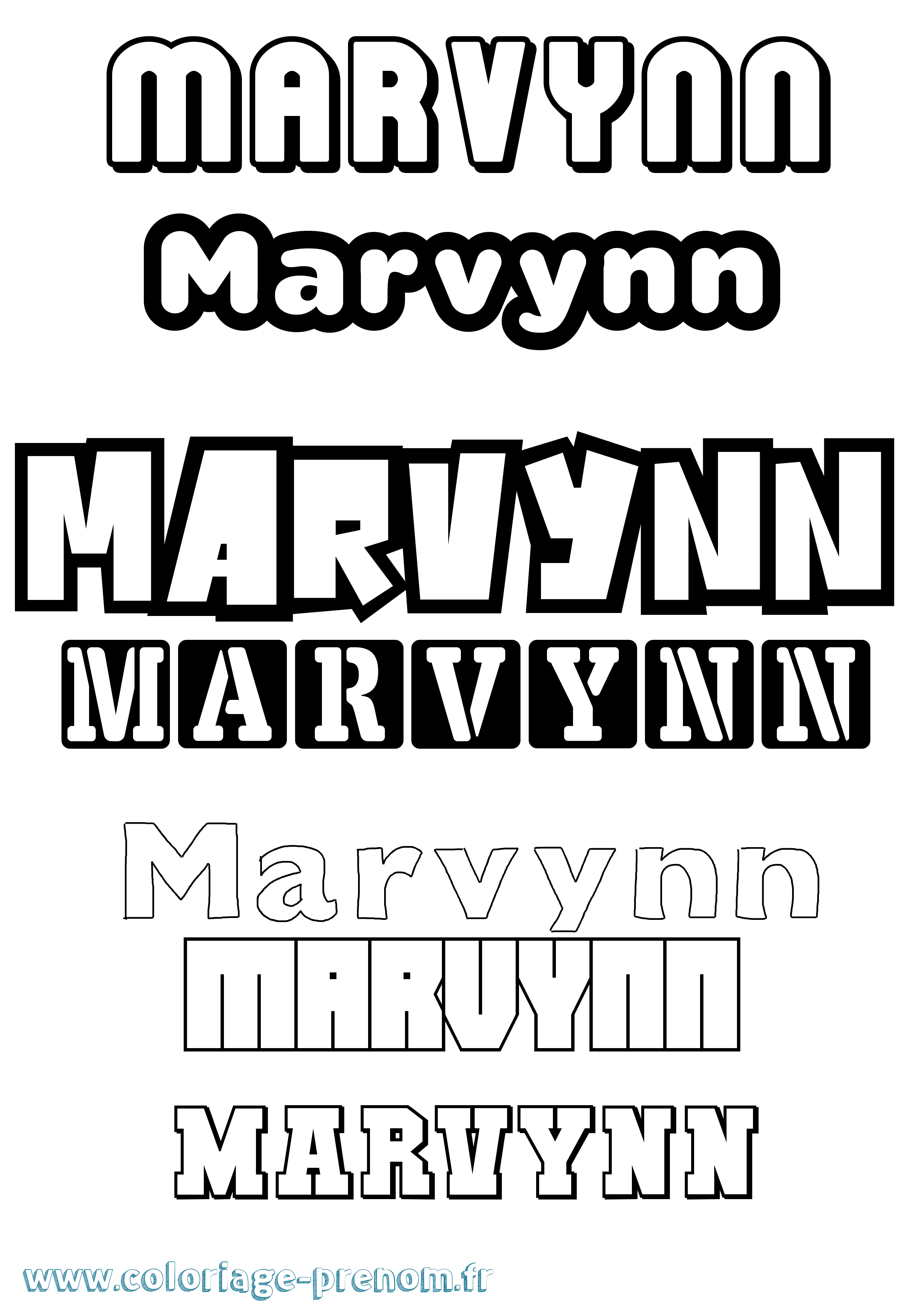 Coloriage Marvynn Simple Coloriage prénom Marvynn Simple