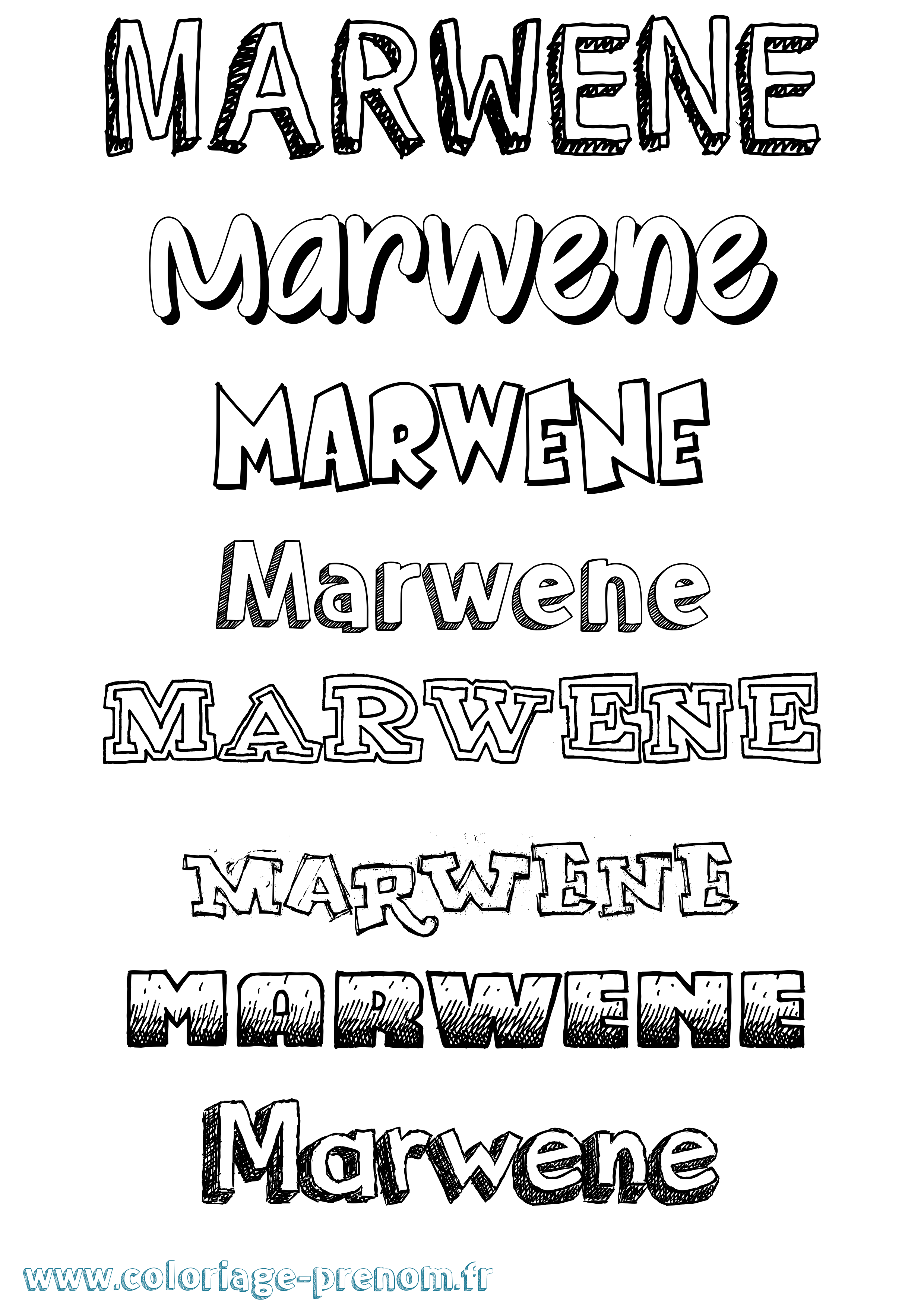 Coloriage Marwene Dessiné Coloriage prénom Marwene Dessiné