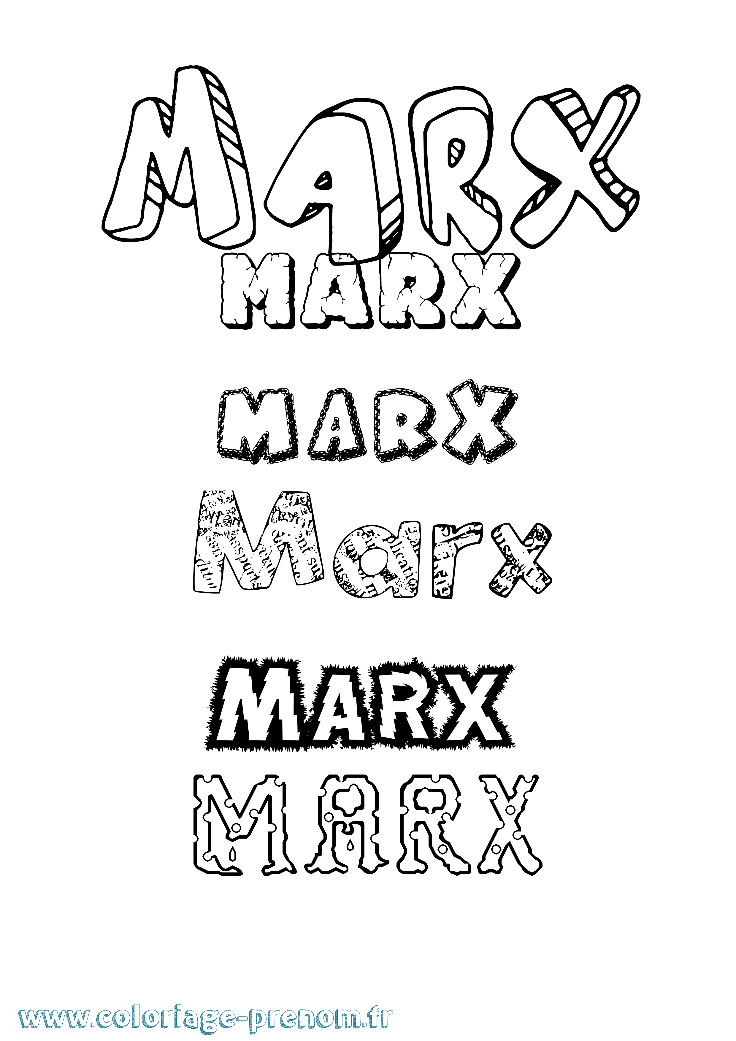 Coloriage Marx Destructuré Coloriage prénom Marx Destructuré