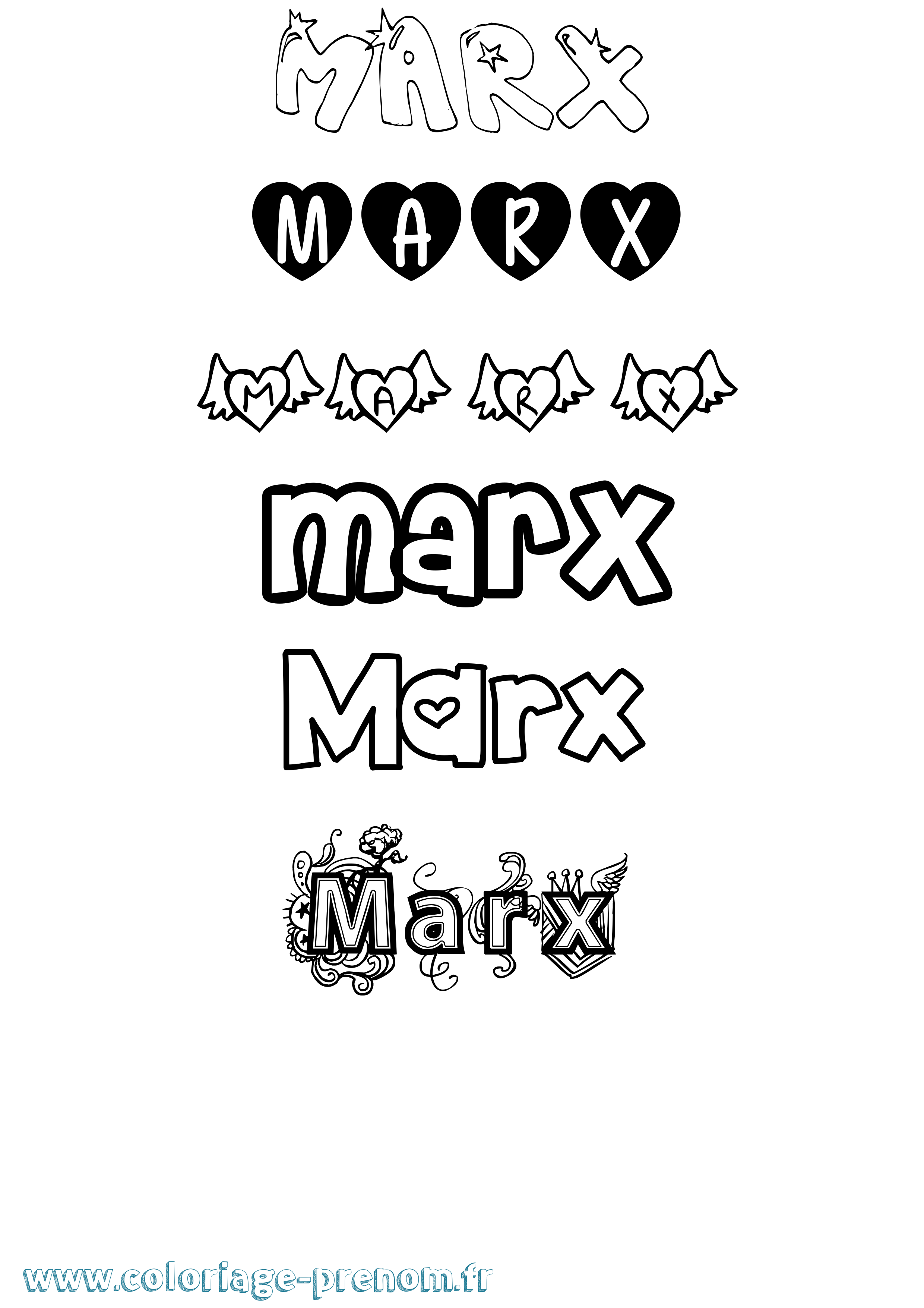 Coloriage Marx Girly Coloriage prénom Marx Girly