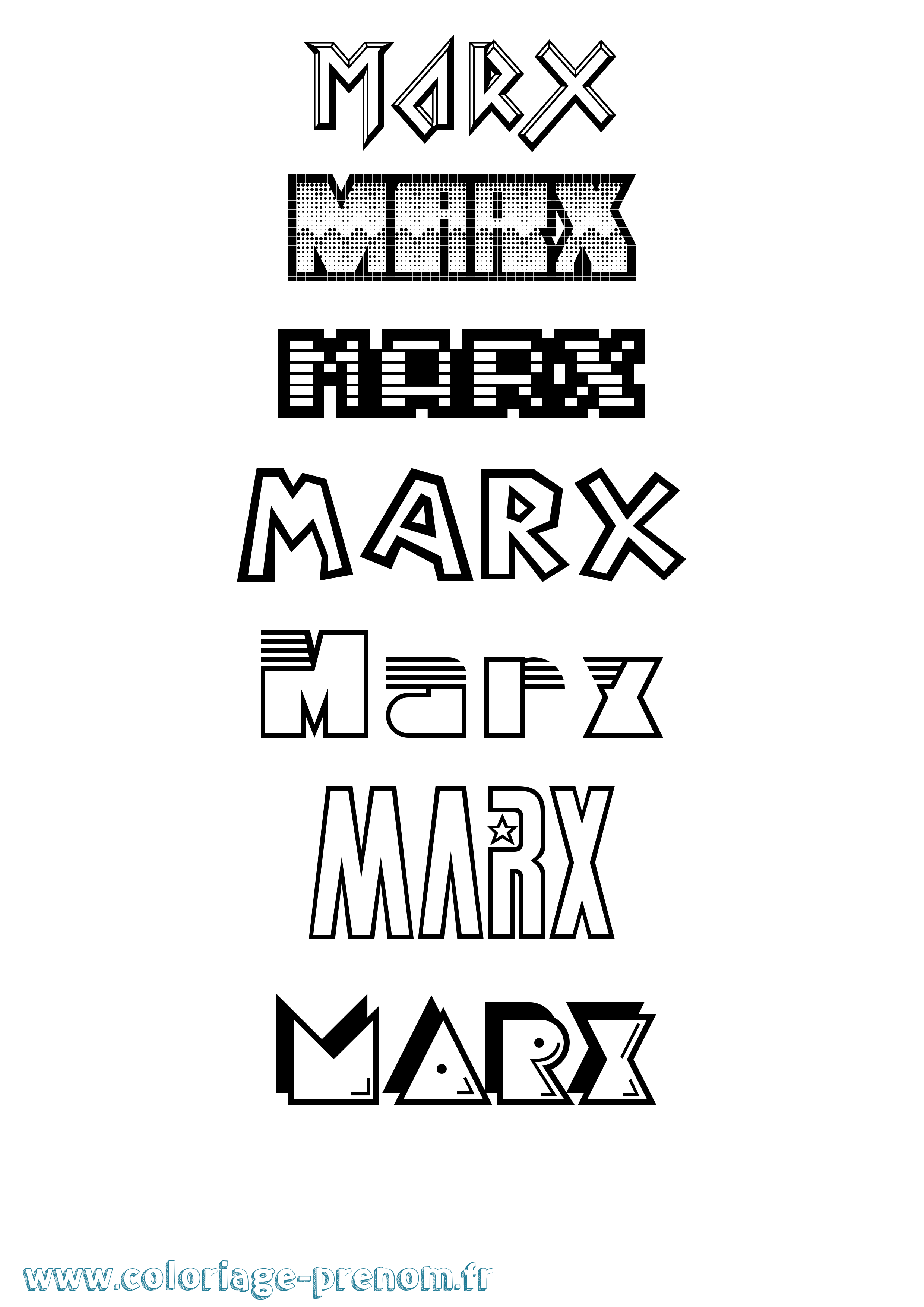 Coloriage Marx Jeux Vidéos Coloriage prénom Marx Jeux Vidéos