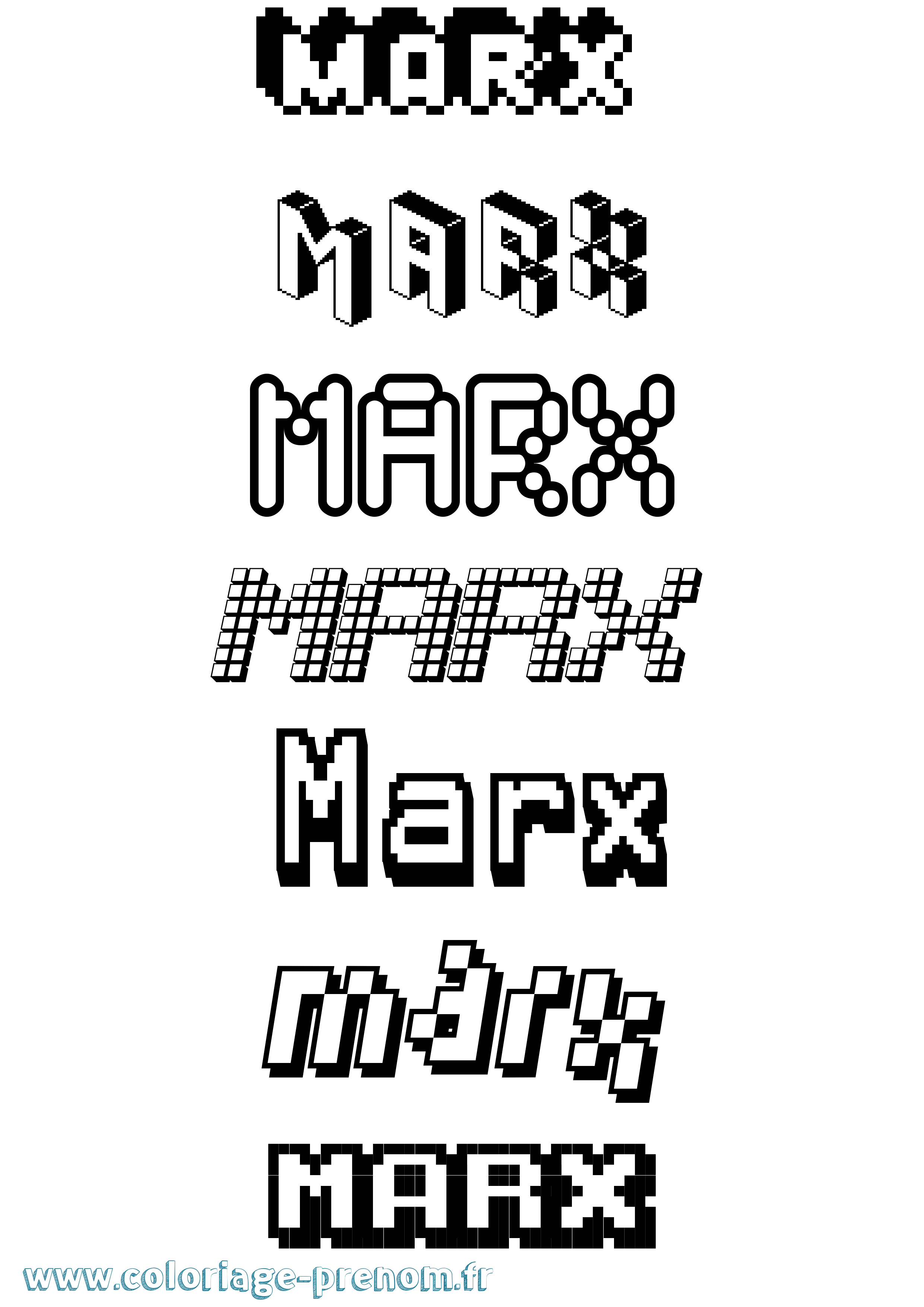 Coloriage Marx Pixel Coloriage prénom Marx Pixel