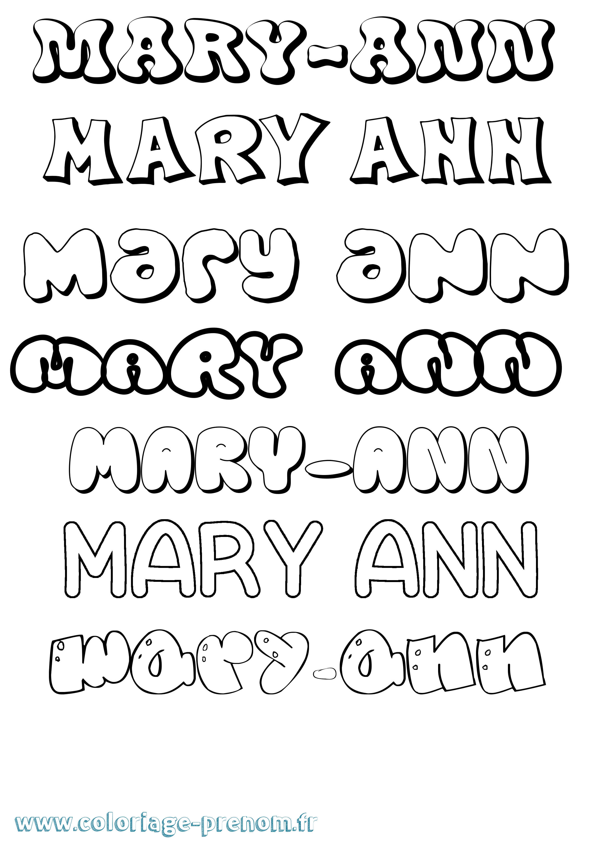 Coloriage Mary-Ann Bubble Coloriage prénom Mary-Ann Bubble