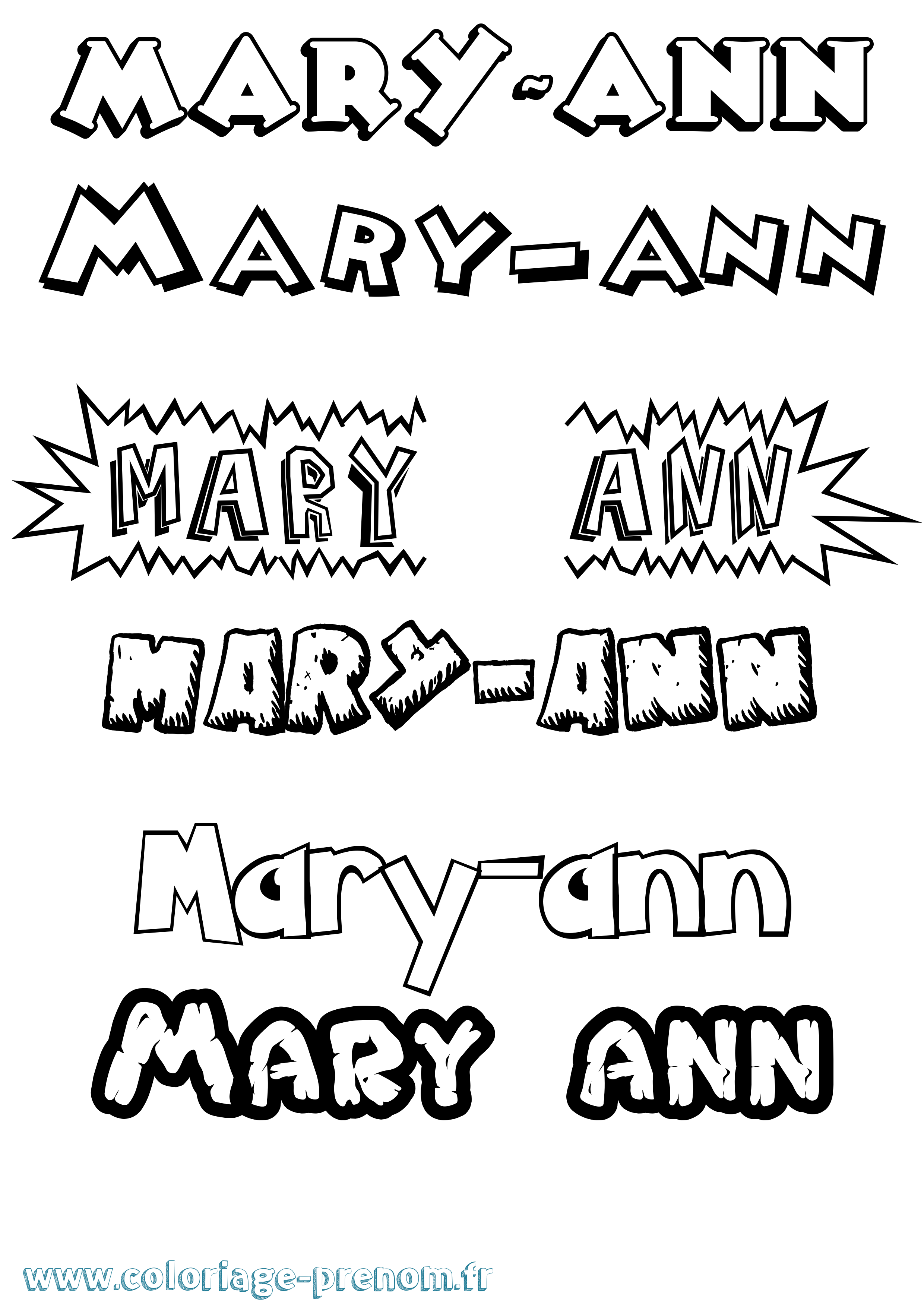 Coloriage Mary-Ann Dessin Animé Coloriage prénom Mary-Ann Dessin Animé