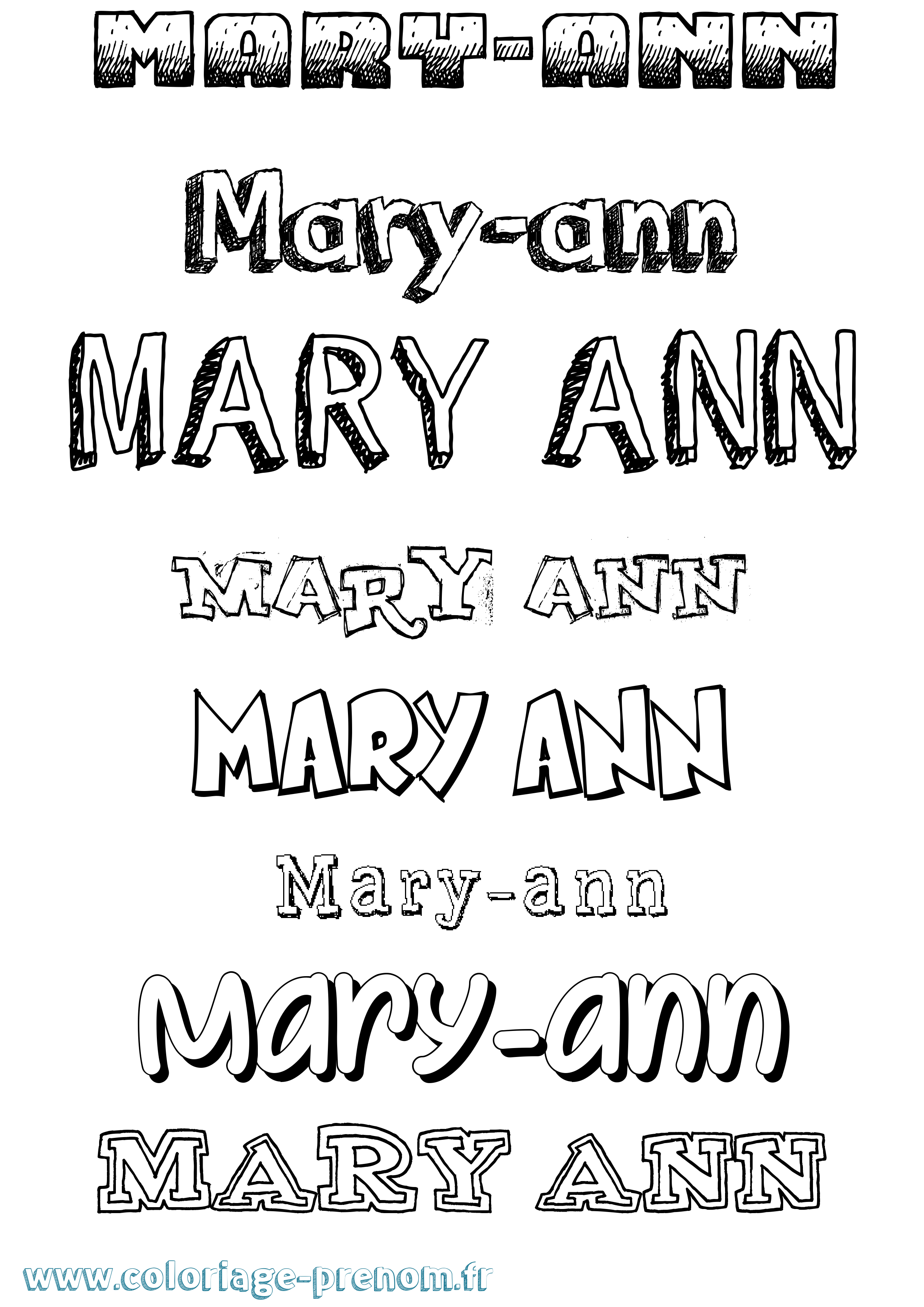 Coloriage Mary-Ann Dessiné Coloriage prénom Mary-Ann Dessiné