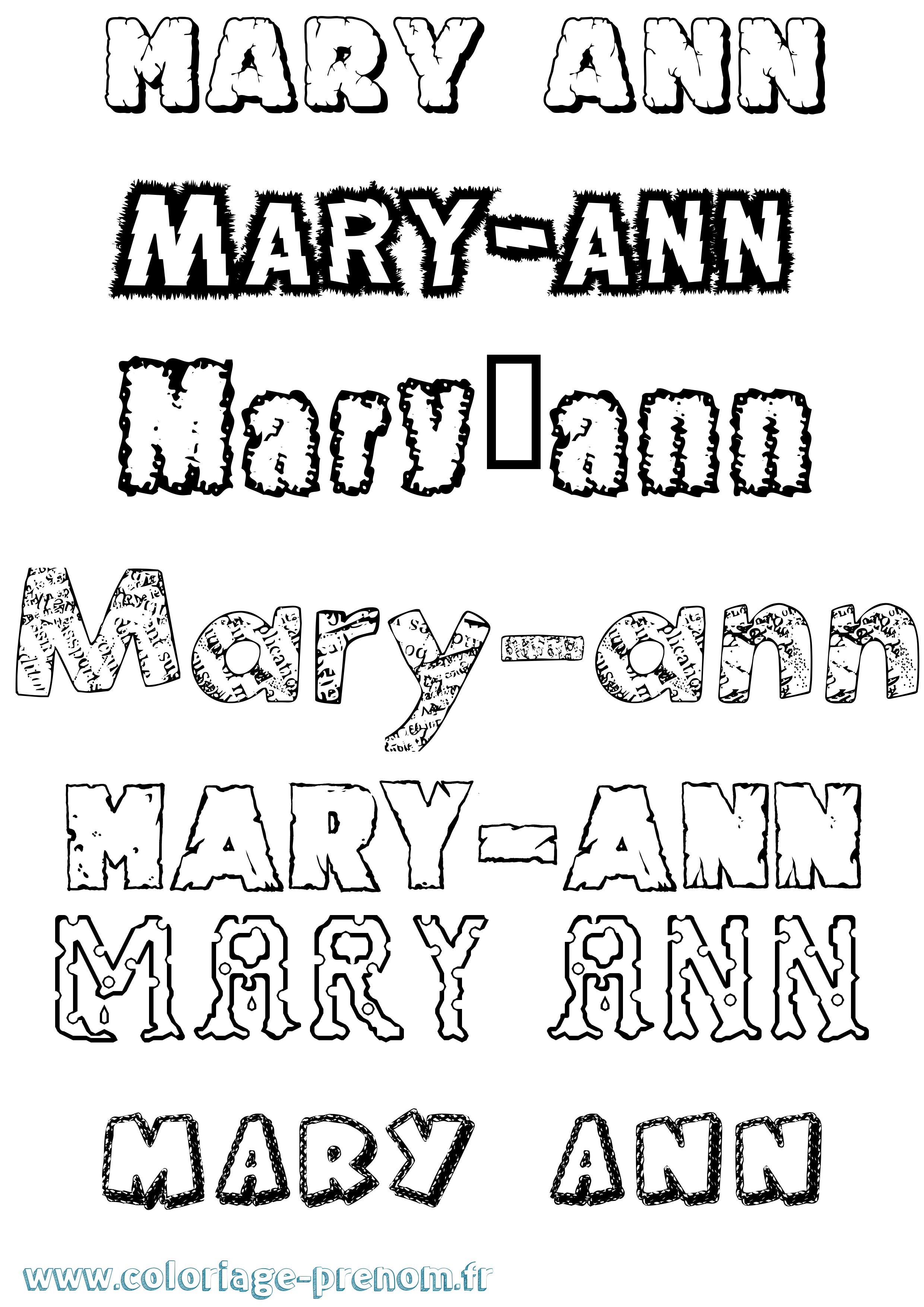 Coloriage Mary-Ann Destructuré Coloriage prénom Mary-Ann Destructuré