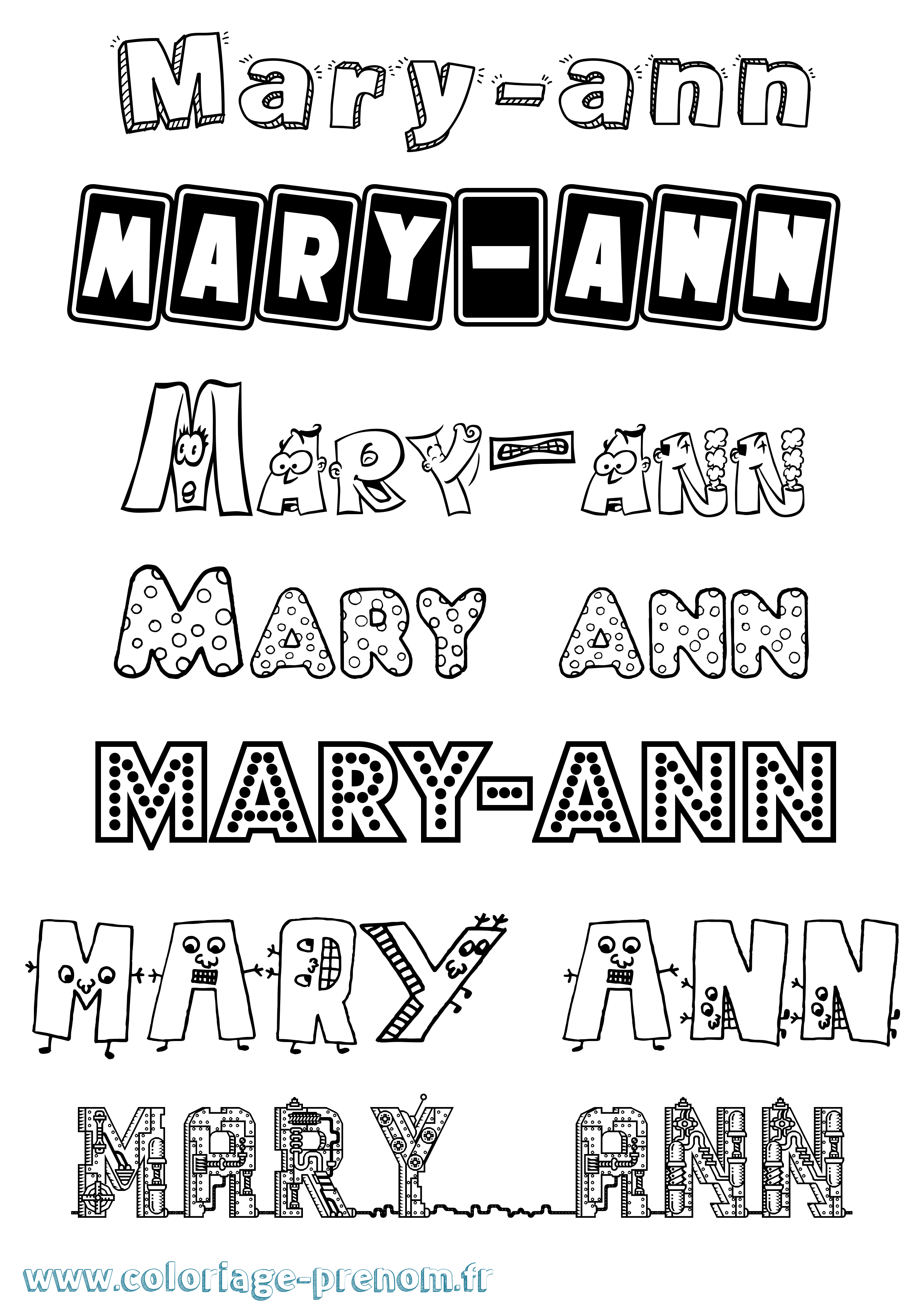 Coloriage Mary-Ann Fun Coloriage prénom Mary-Ann Fun