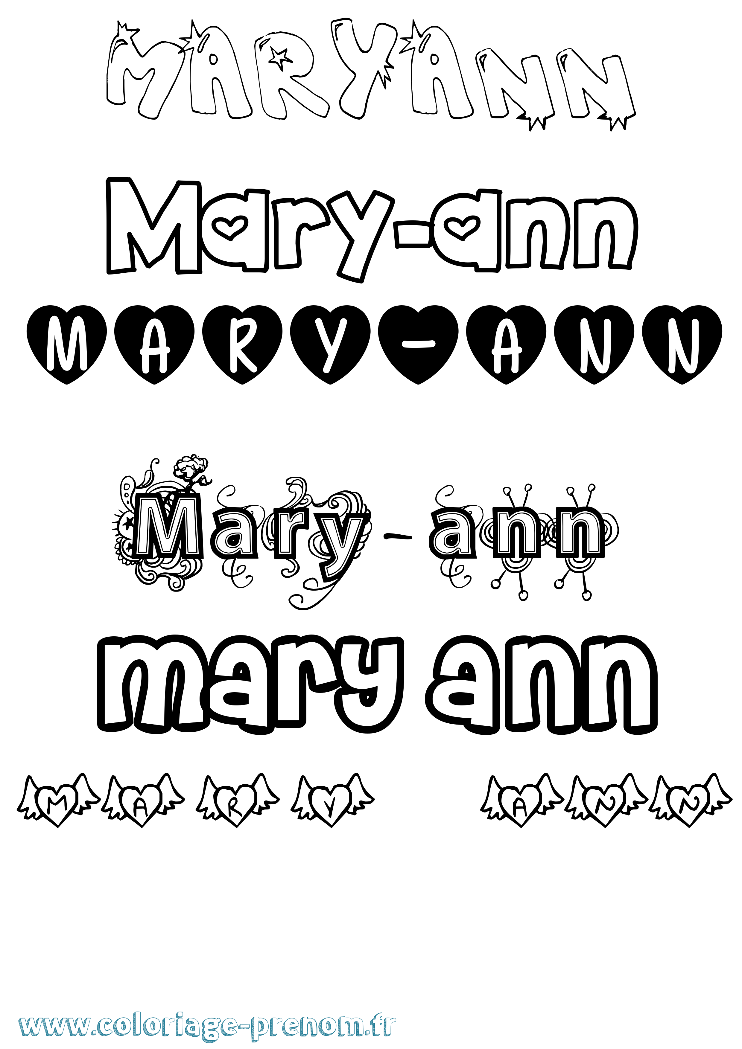 Coloriage Mary-Ann Girly Coloriage prénom Mary-Ann Girly