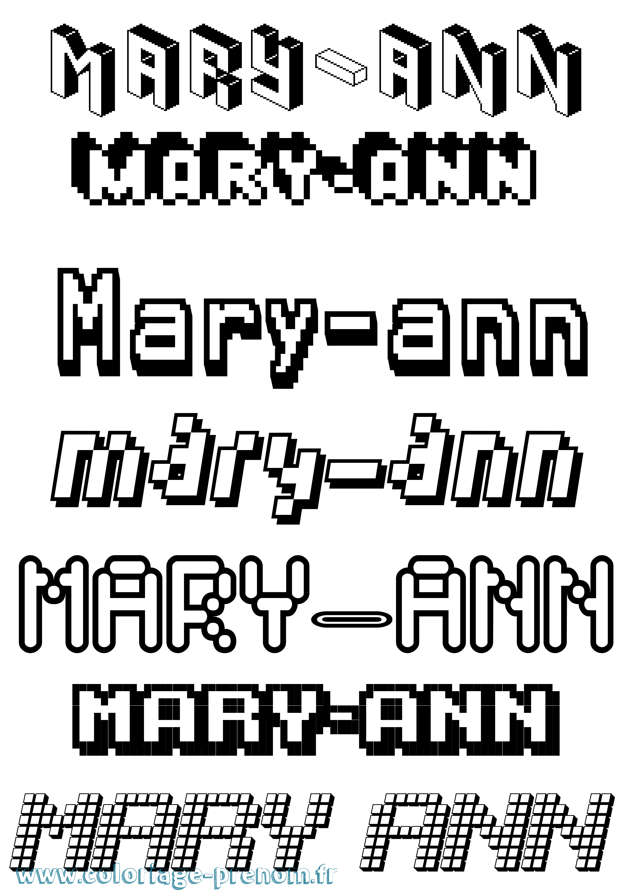 Coloriage Mary-Ann Pixel Coloriage prénom Mary-Ann Pixel