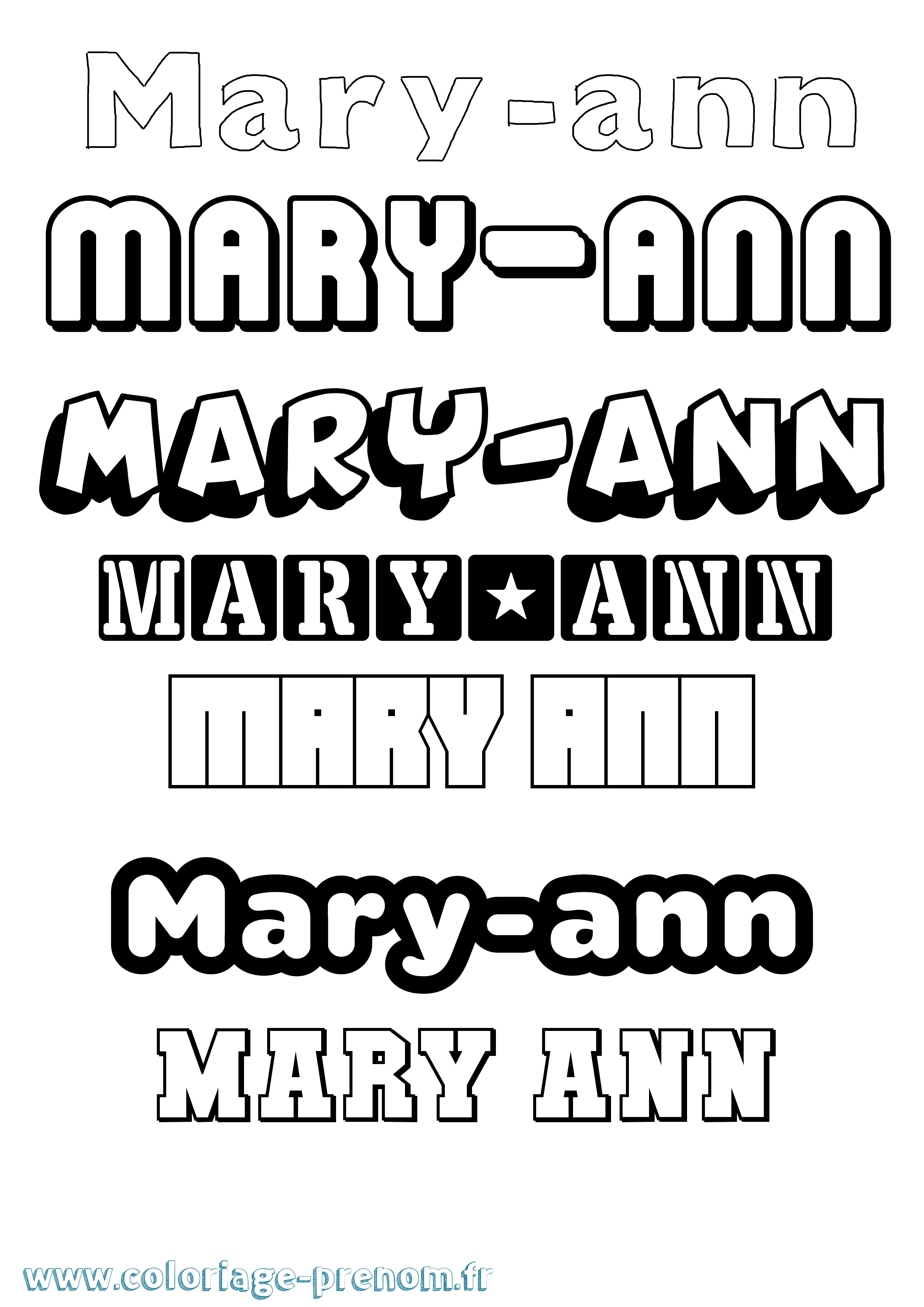 Coloriage Mary-Ann Simple Coloriage prénom Mary-Ann Simple