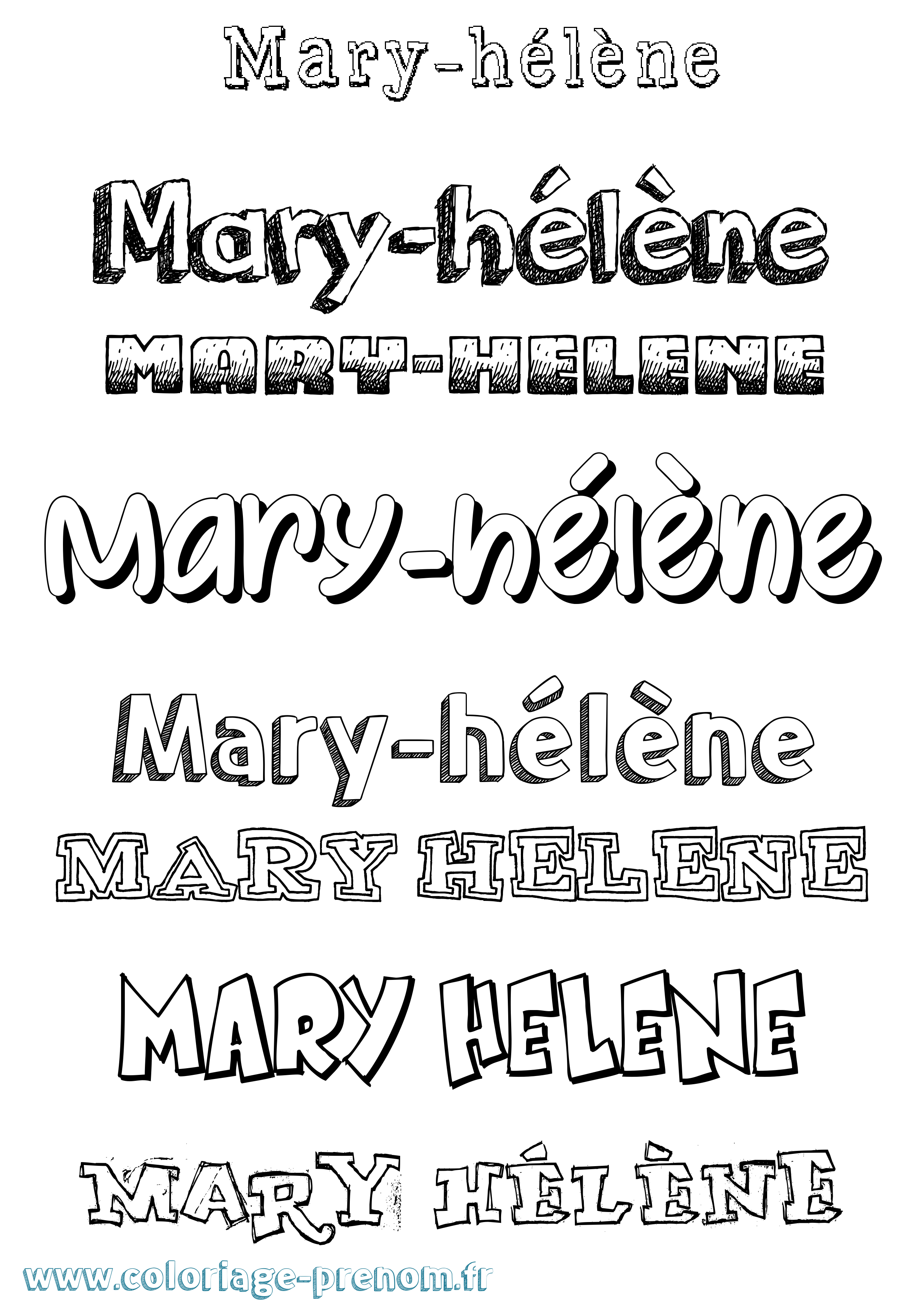 Coloriage Mary-Hélène Dessiné Coloriage prénom Mary-Hélène Dessiné
