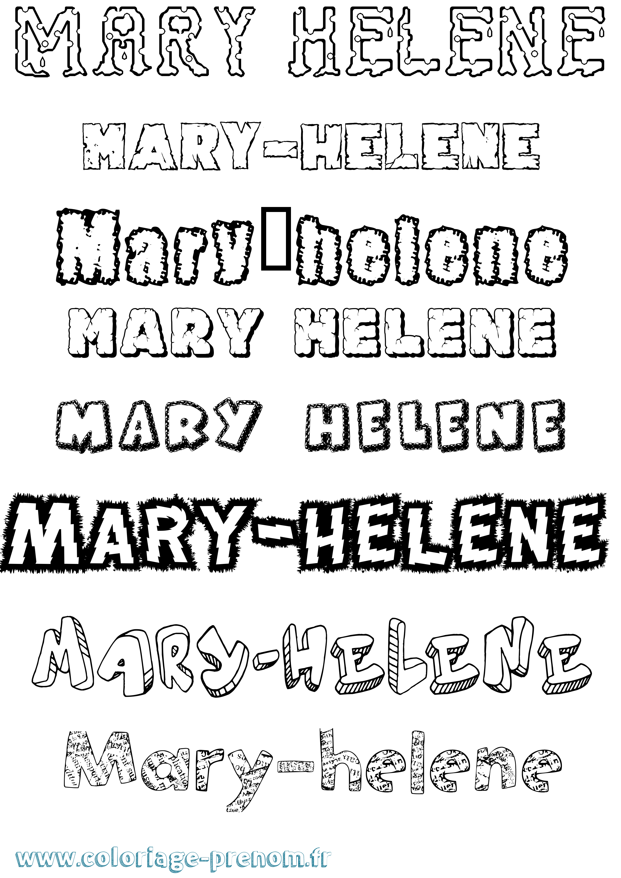 Coloriage Mary-Hélène Destructuré Coloriage prénom Mary-Hélène Destructuré