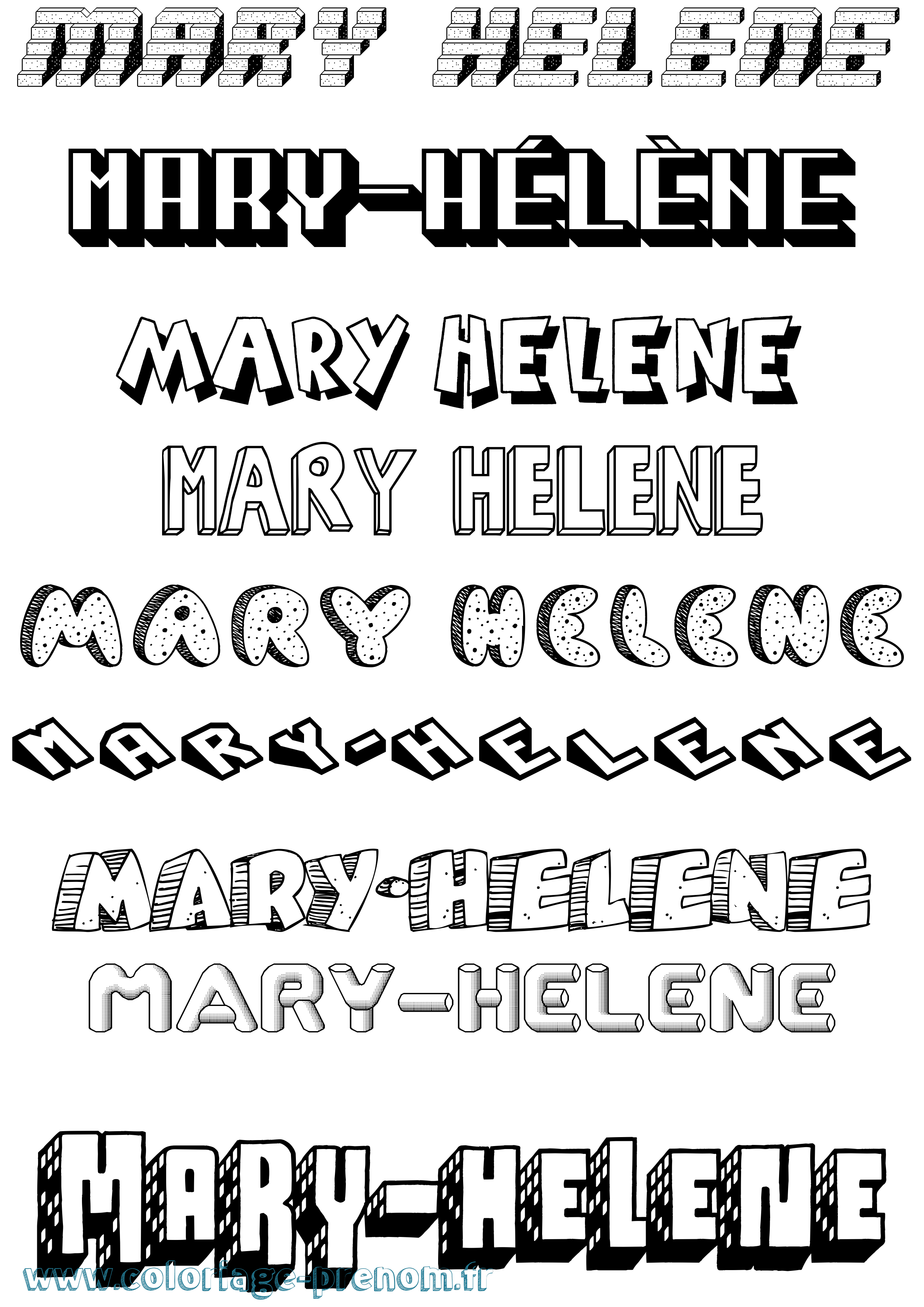 Coloriage Mary-Hélène Effet 3D Coloriage prénom Mary-Hélène Effet 3D