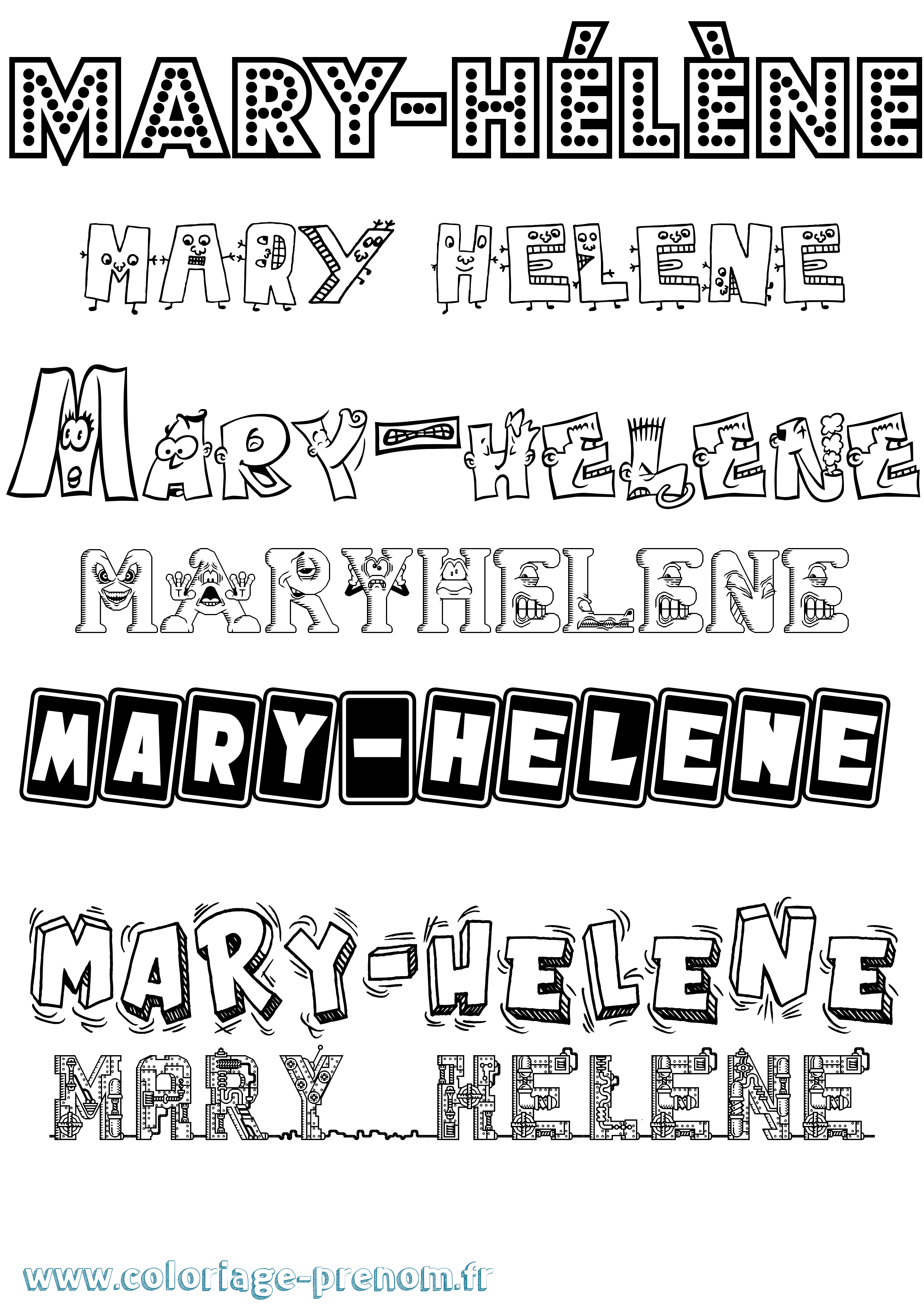Coloriage Mary-Hélène Fun Coloriage prénom Mary-Hélène Fun