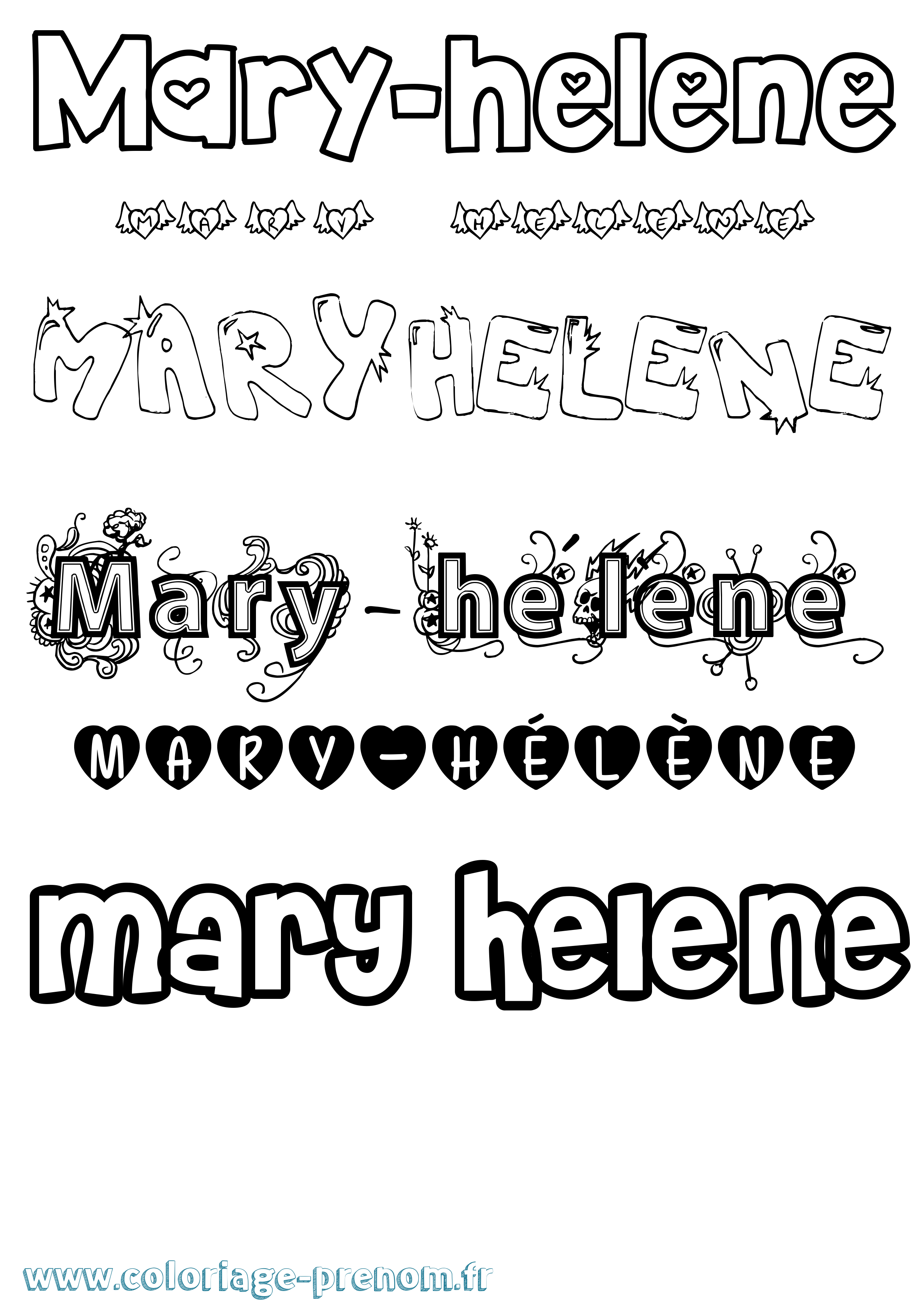 Coloriage Mary-Hélène Girly Coloriage prénom Mary-Hélène Girly