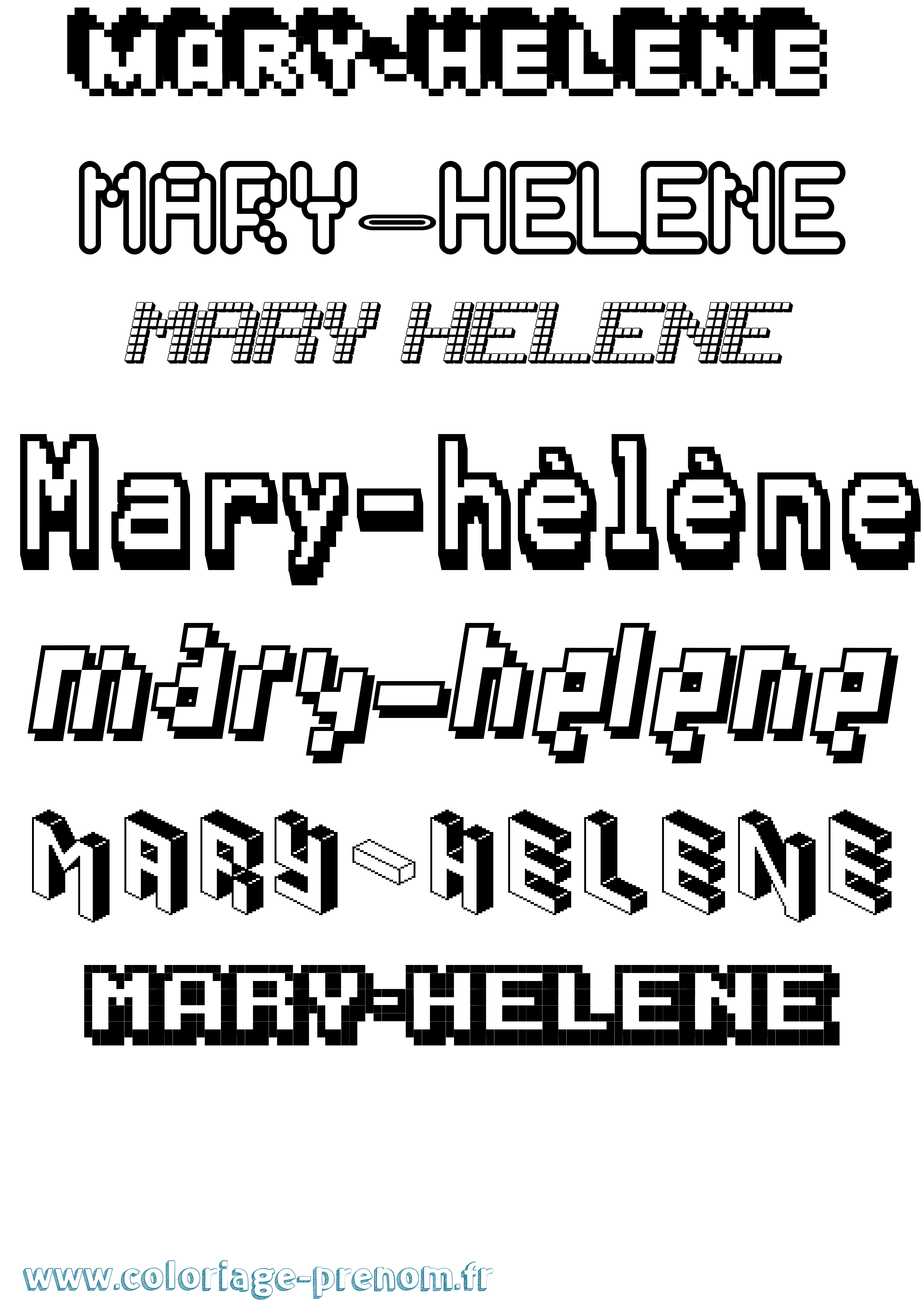 Coloriage Mary-Hélène Pixel Coloriage prénom Mary-Hélène Pixel