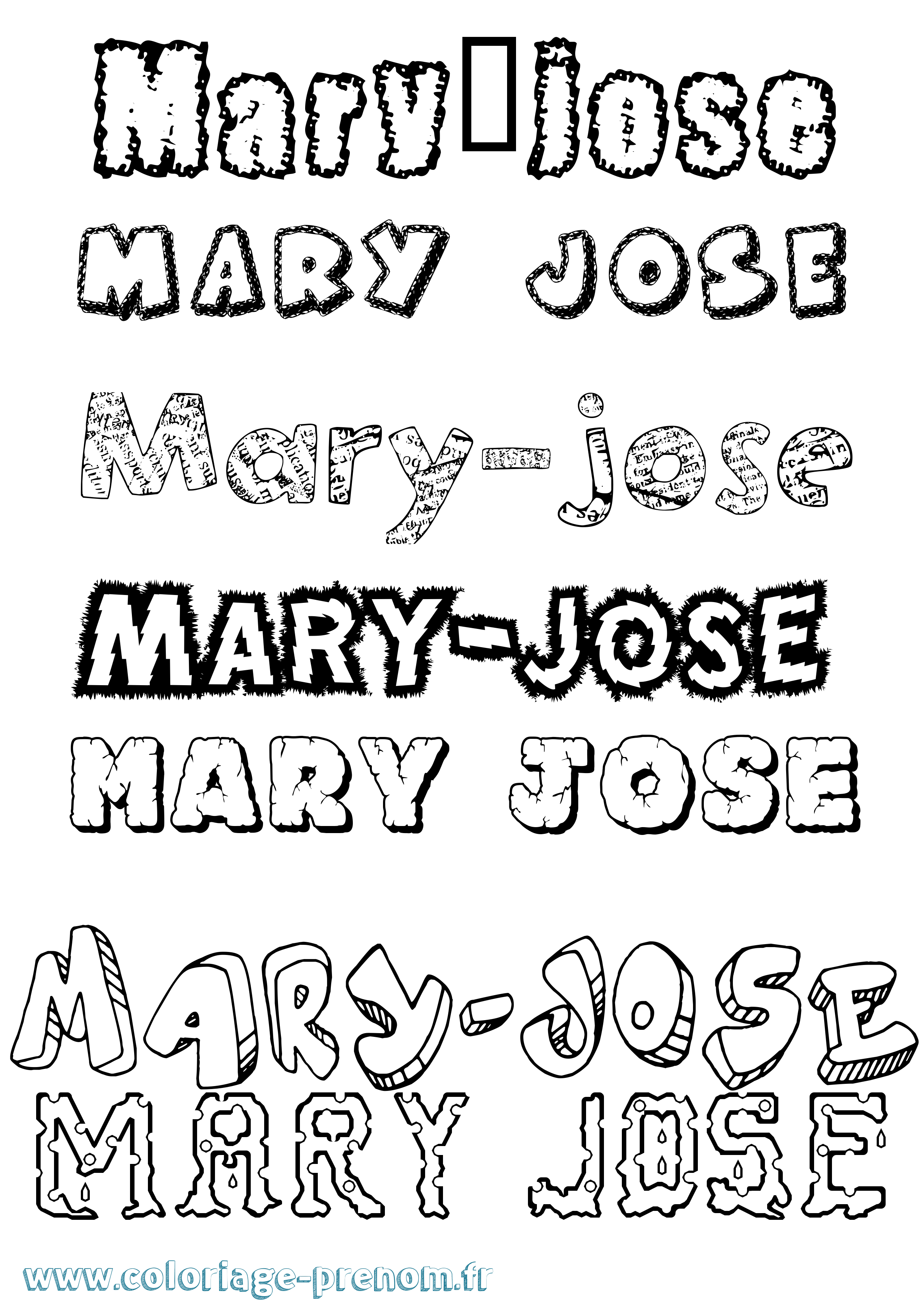 Coloriage Mary-José Destructuré Coloriage prénom Mary-José Destructuré