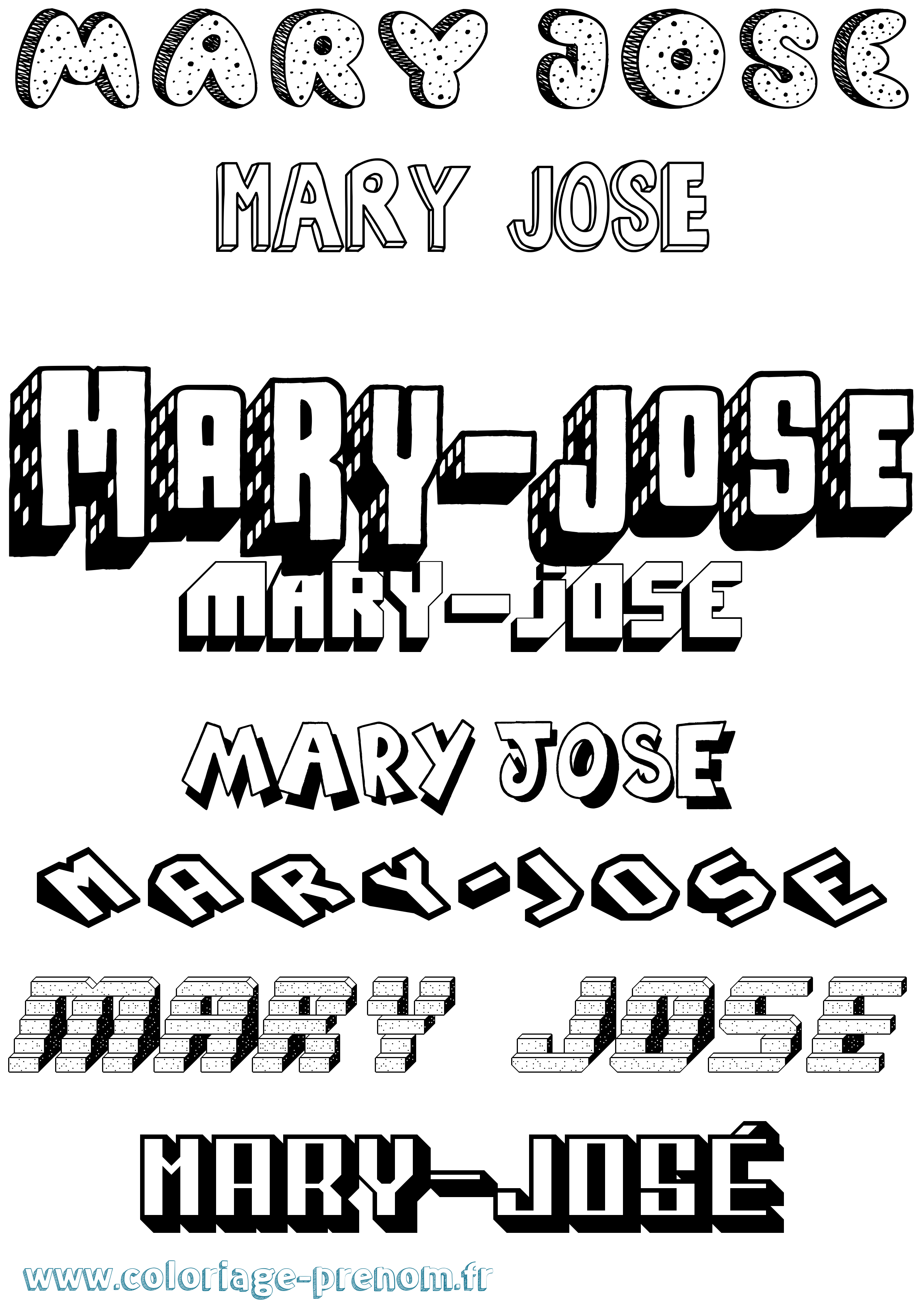 Coloriage Mary-José Effet 3D Coloriage prénom Mary-José Effet 3D