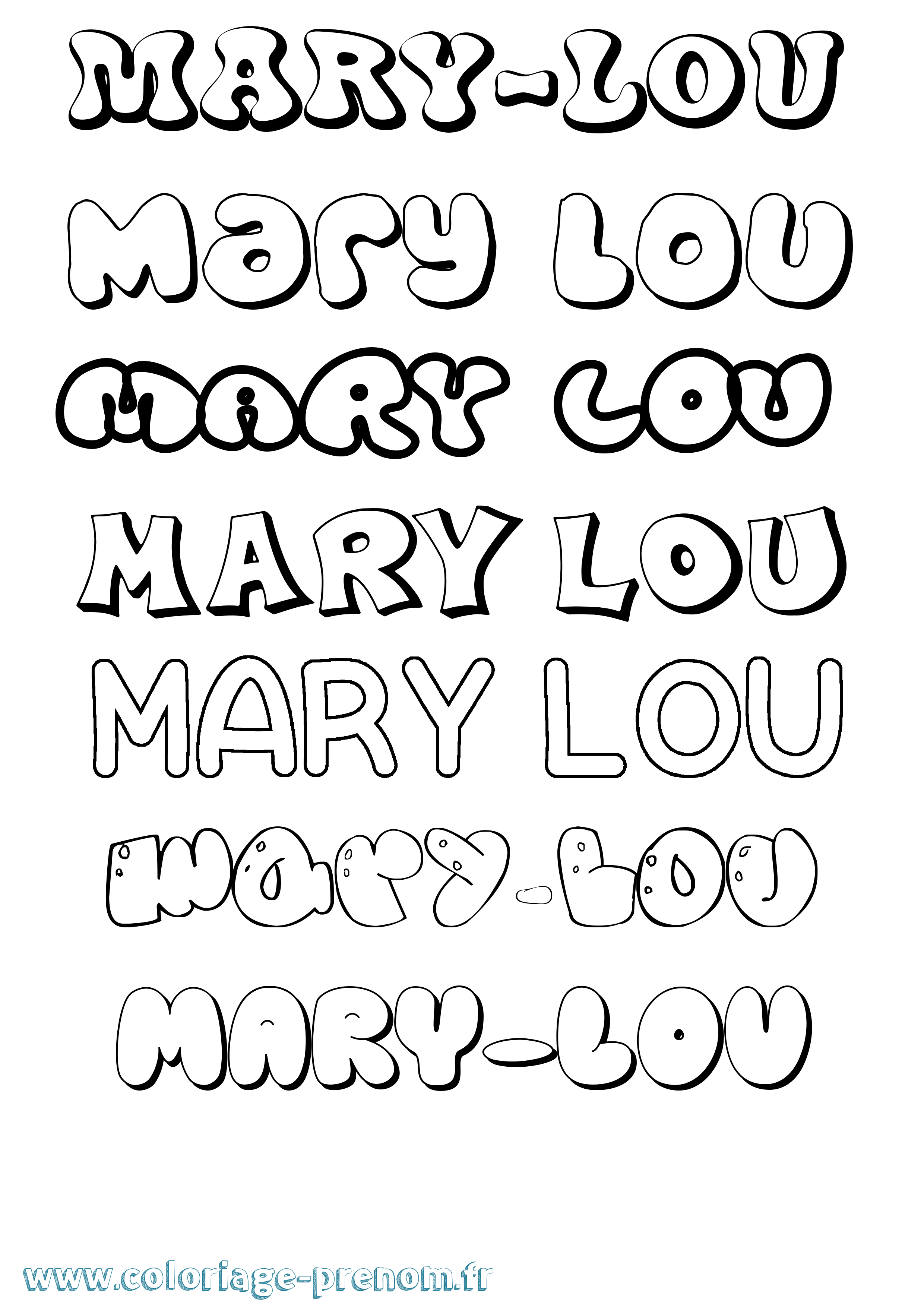 Coloriage Mary-Lou Bubble Coloriage prénom Mary-Lou Bubble