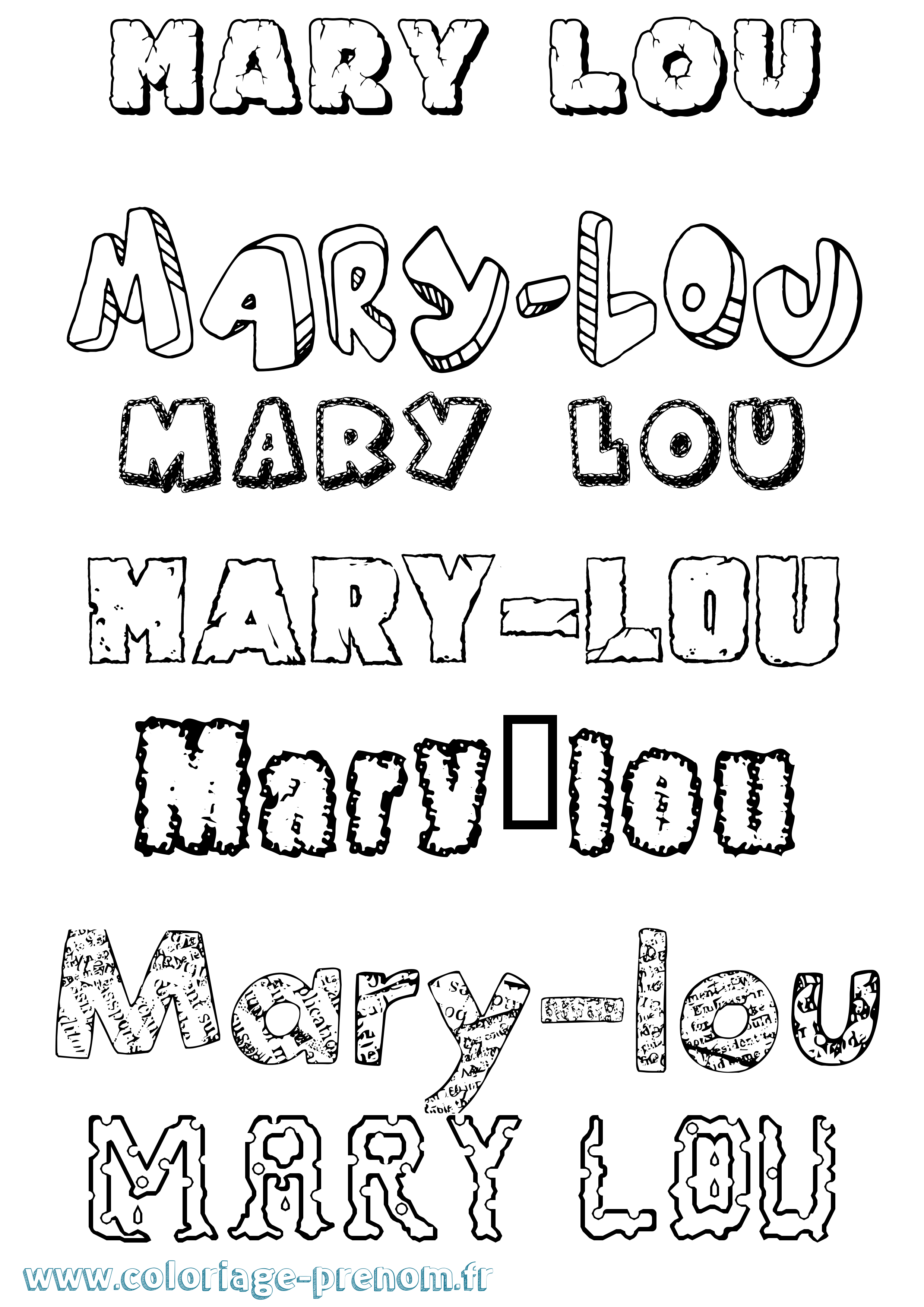 Coloriage Mary-Lou Destructuré Coloriage prénom Mary-Lou Destructuré