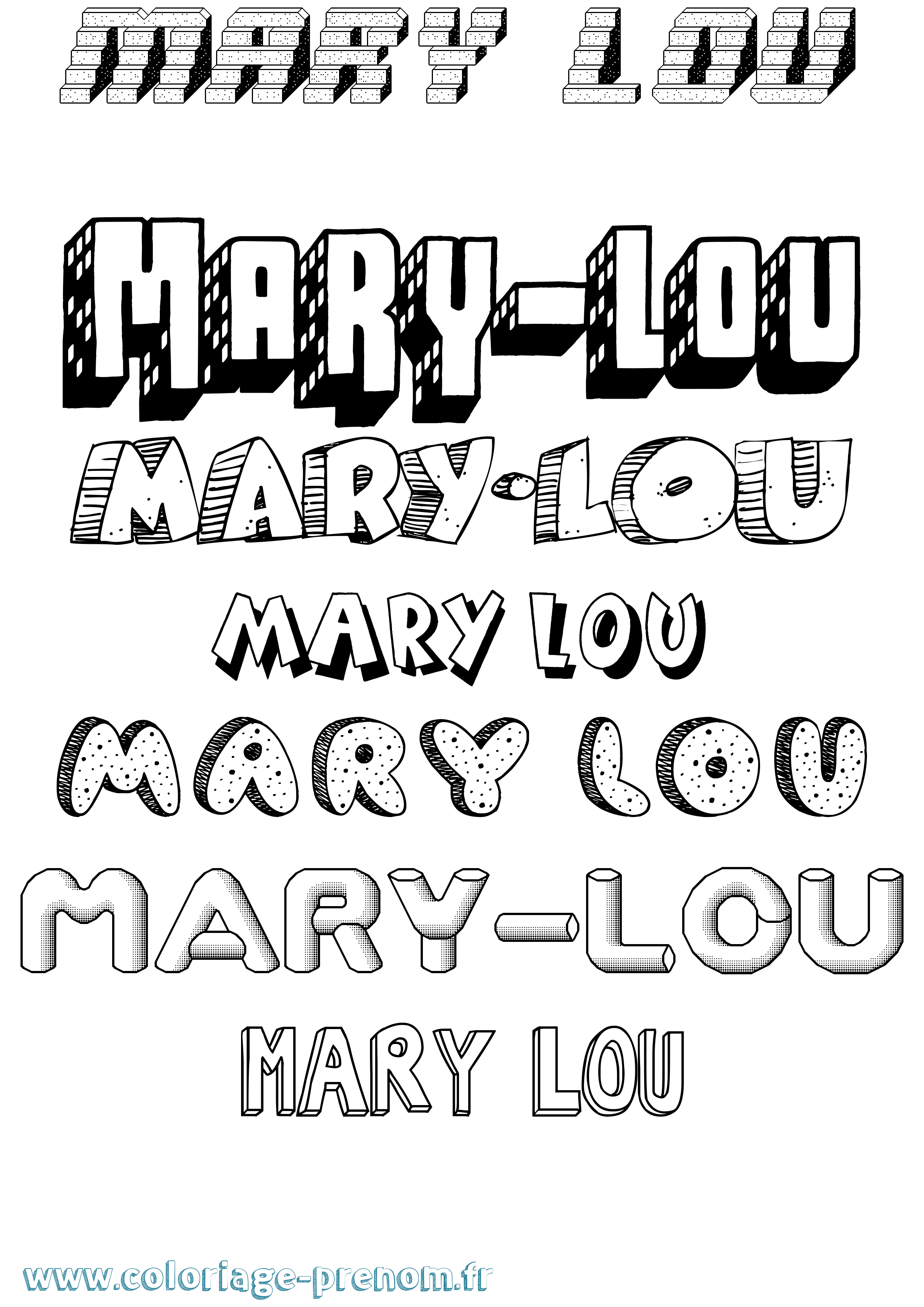 Coloriage Mary-Lou Effet 3D Coloriage prénom Mary-Lou Effet 3D