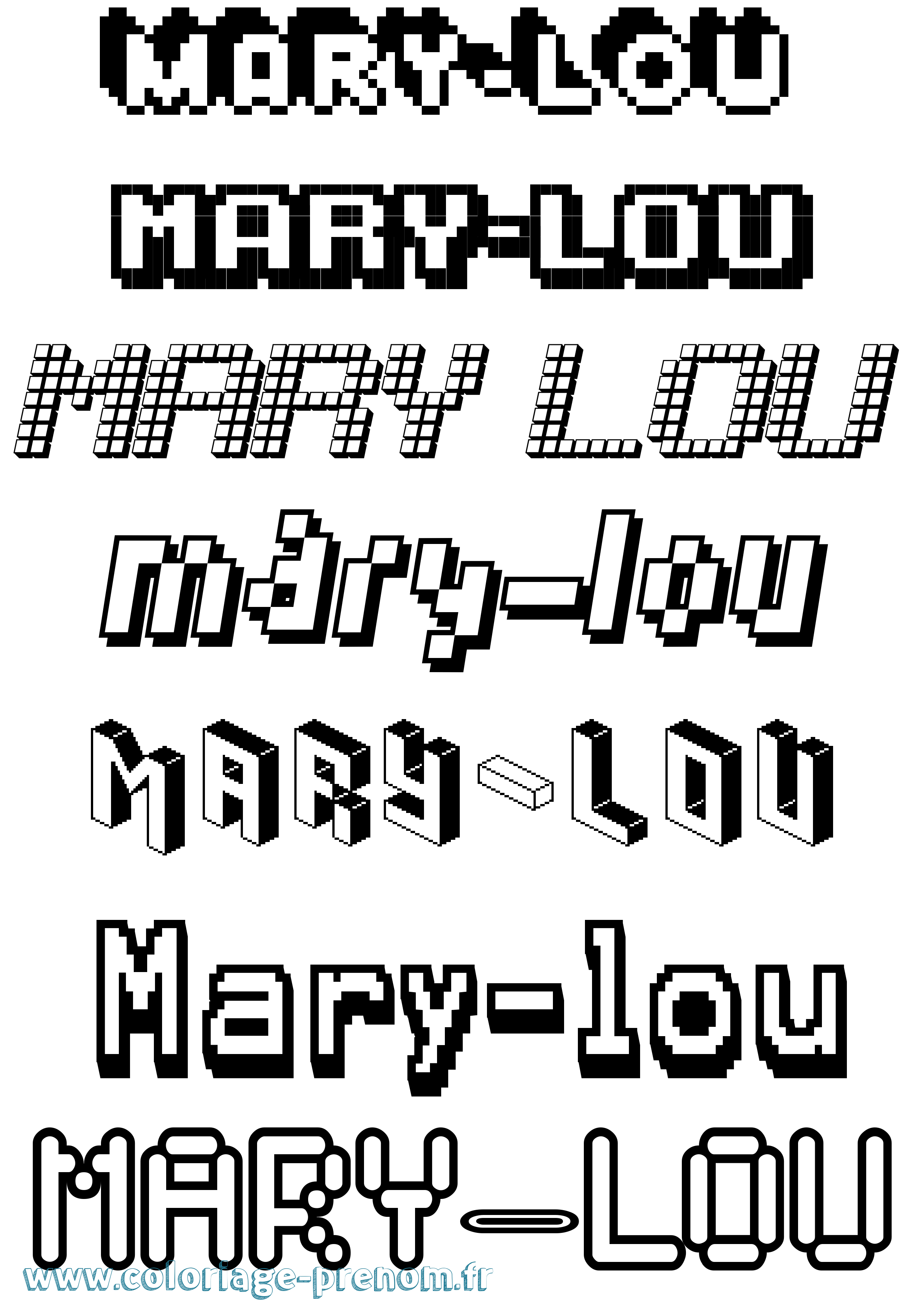 Coloriage Mary-Lou Pixel Coloriage prénom Mary-Lou Pixel