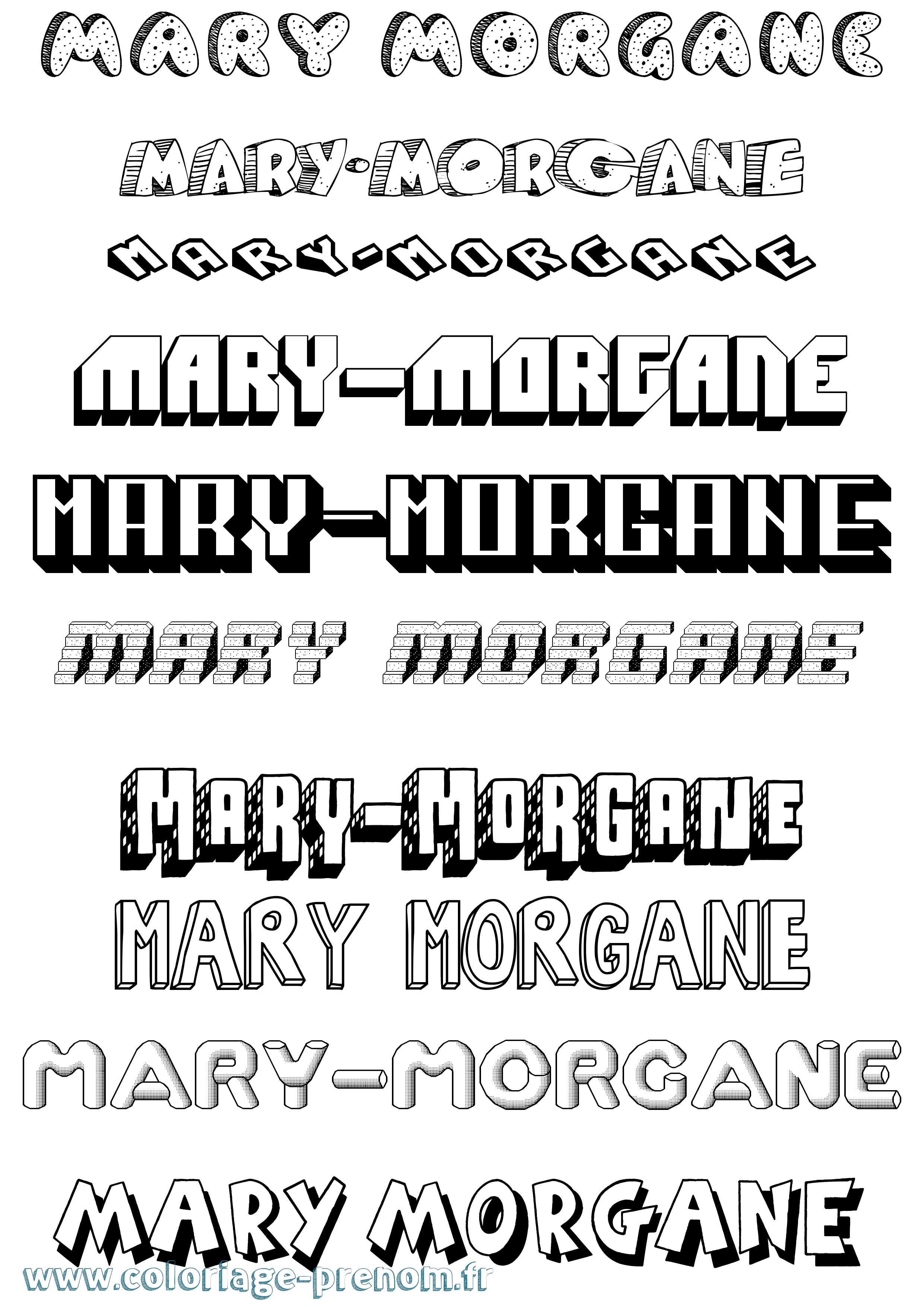 Coloriage Mary-Morgane Effet 3D Coloriage prénom Mary-Morgane Effet 3D